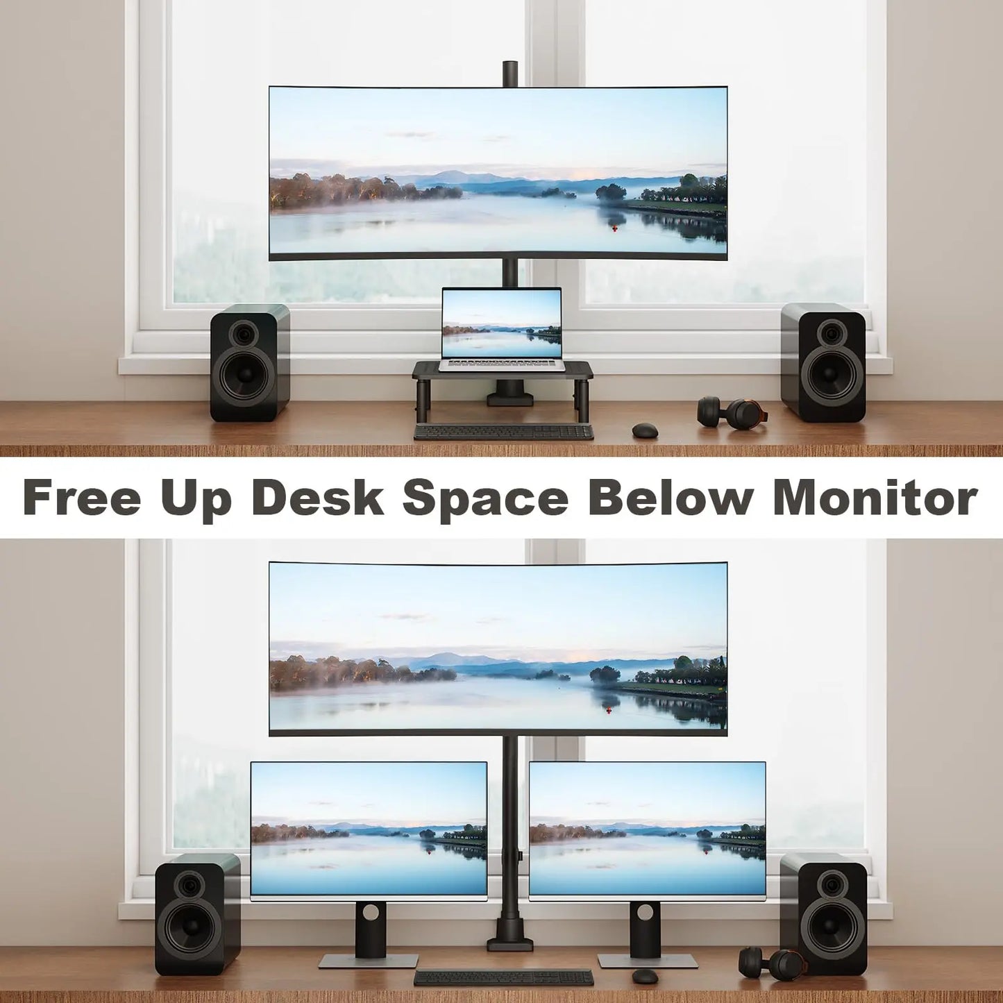Heavy Duty Monitor-Arm Ultrawide for 24-57’’ , Extra Tall Aluminum Single Monitor Mount Holds up to 59.4 lbs, Black PUTORSEN