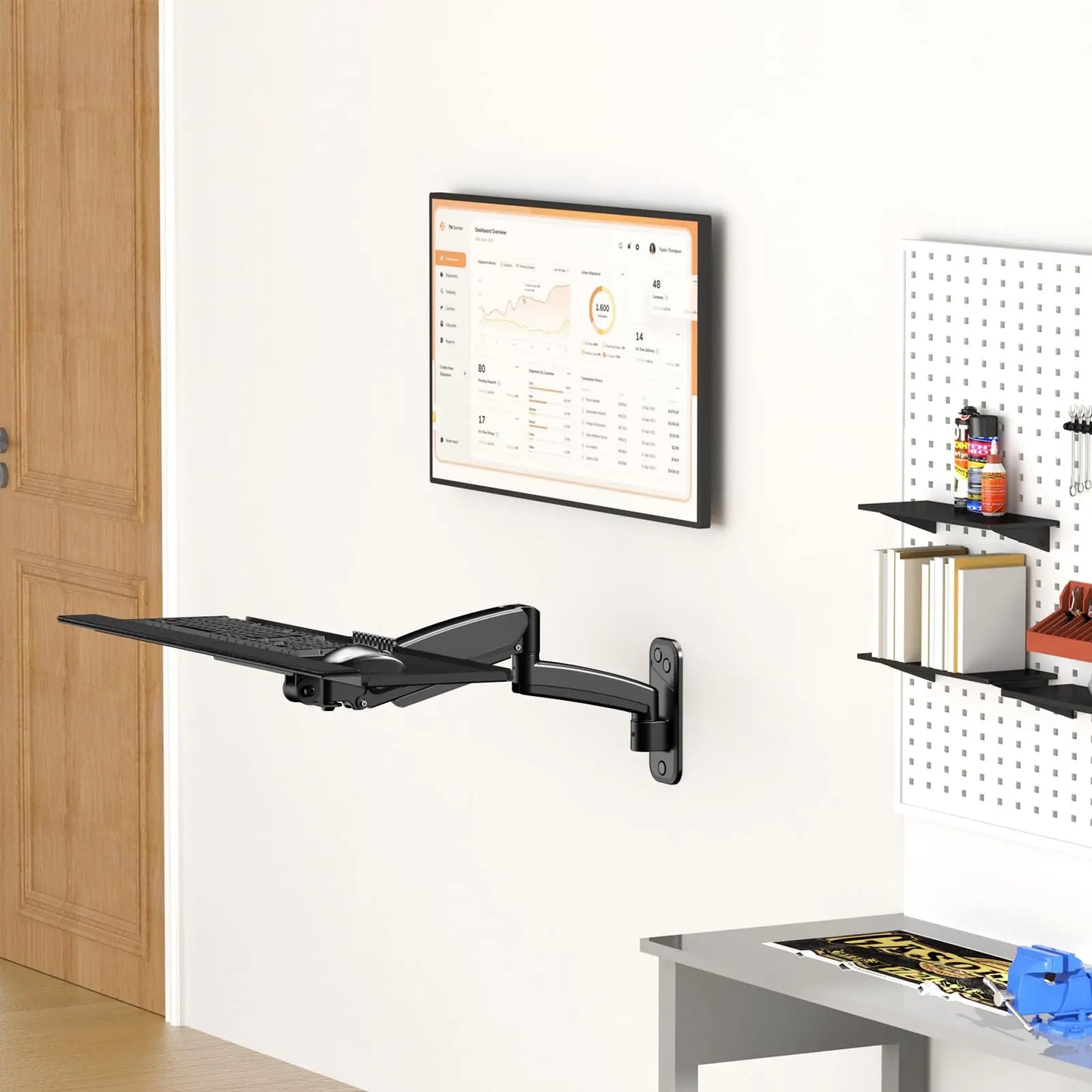 Keyboard Tray Wall Mount,Sit-Stand 26 Inch Keyboard and Mouse Stand, Black PUTORSEN