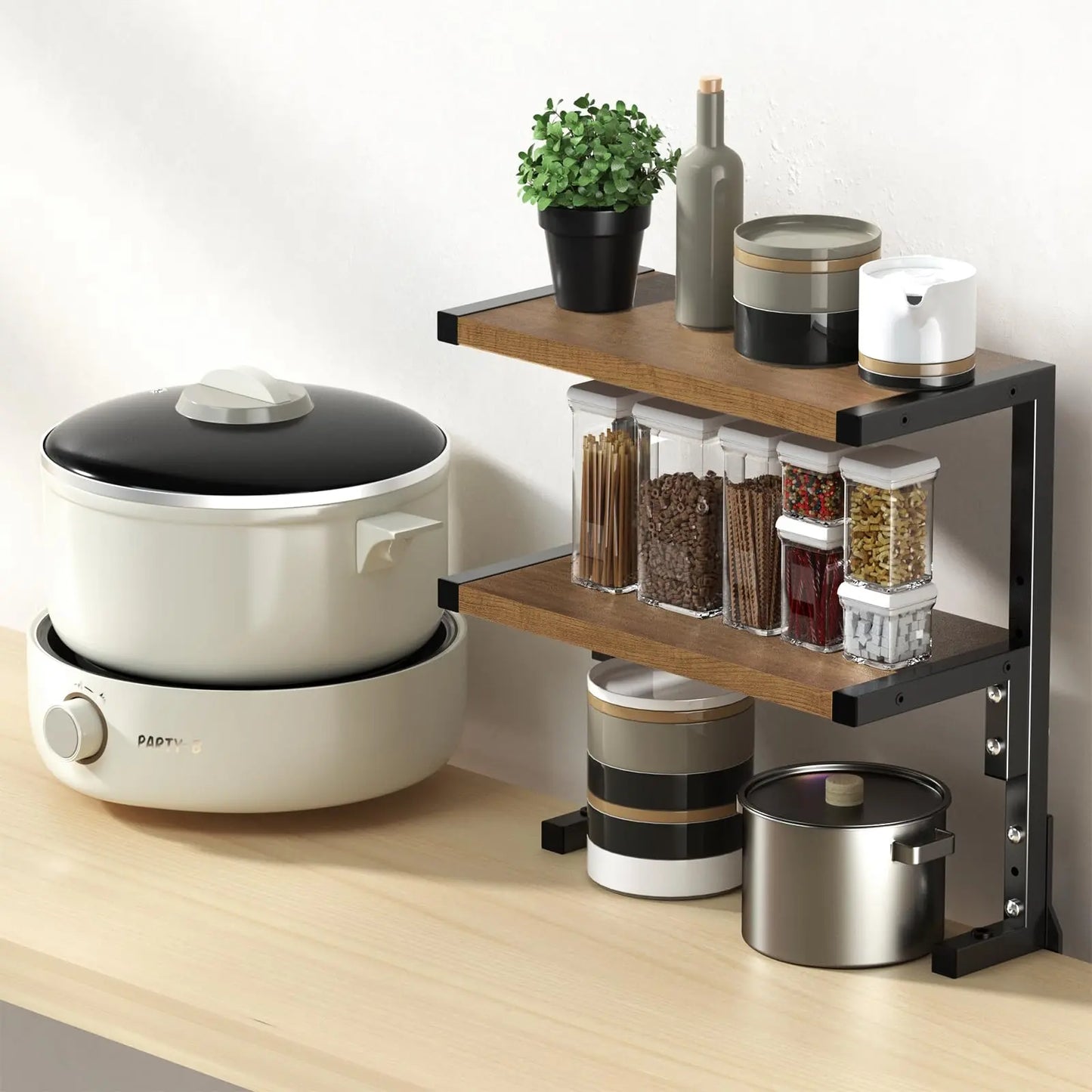 PUTORSEN 15 inch Clamp on Desk Shelf, 2 Tier Shelving Unit Above or Below Desk PUTORSEN