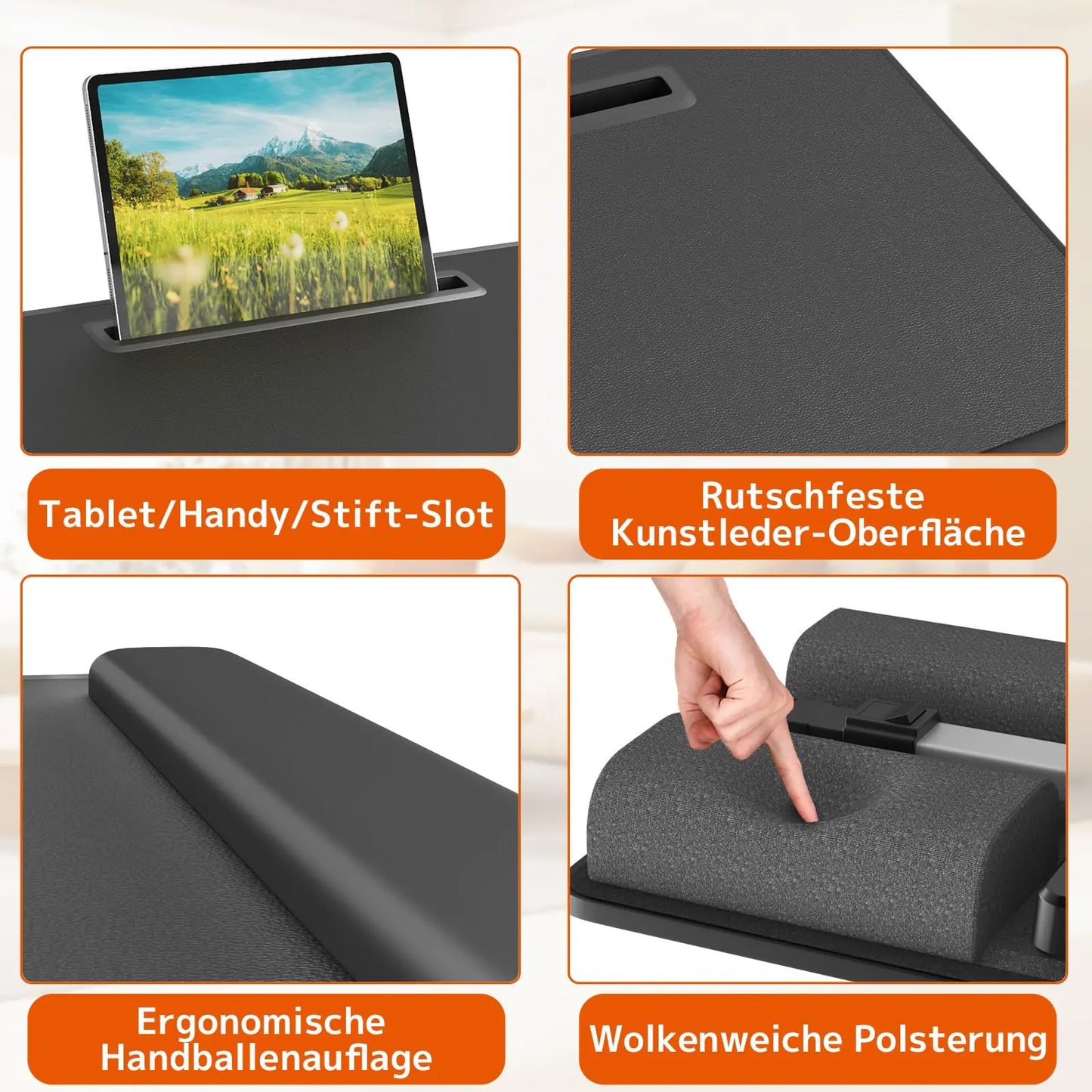 PUTORSEN Laptoptisch fürs Bett - Höhenverstellbar und Winkelverstellbar, 2-in-1 Laptopkissen Klappbar, Größere Laptop Tisch für Bett Sofa Couch Boden PUTORSEN