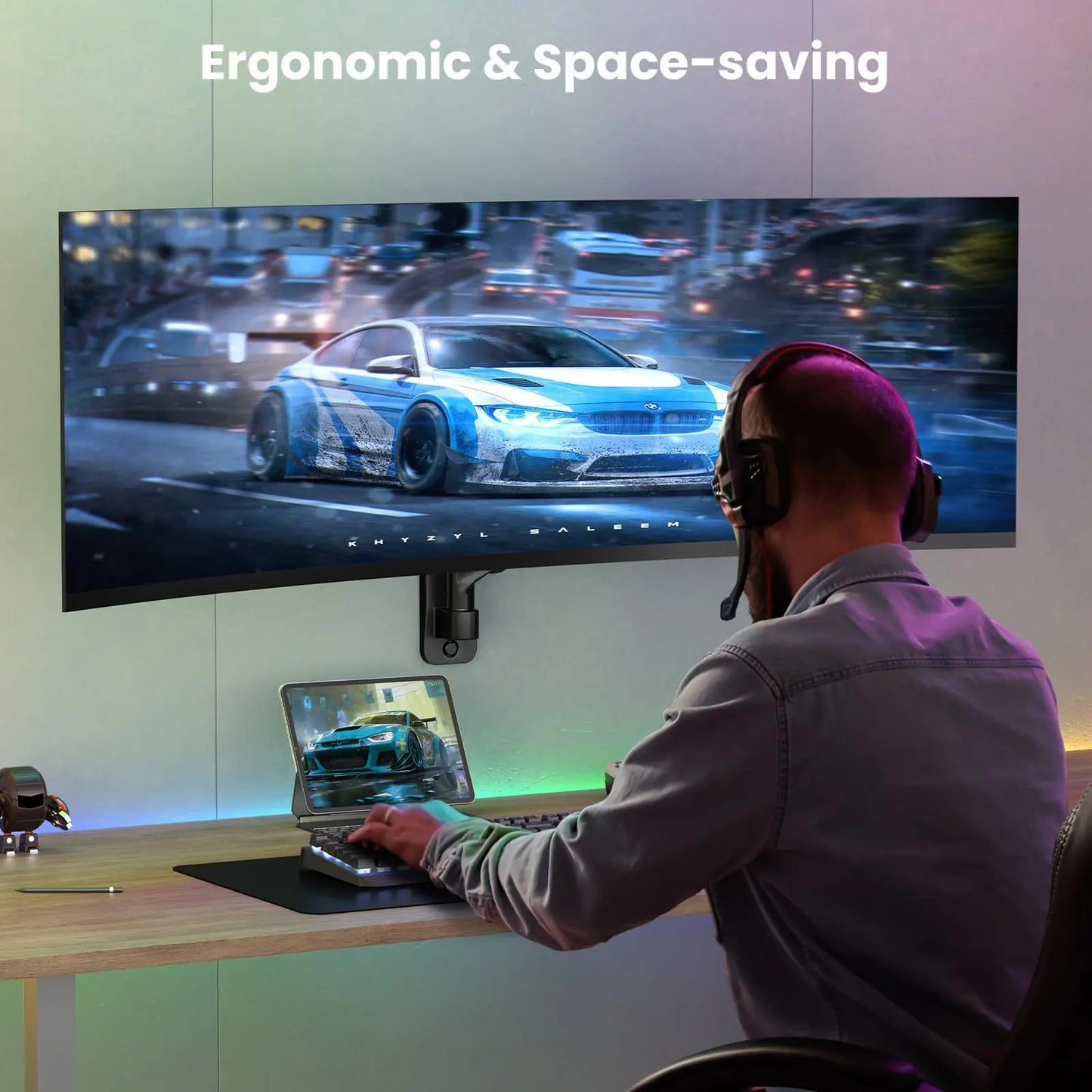 PUTORSEN Monitor Wall Mount for 17-45 Inch, VESA 75/100/200 mm, Up to 15 kg, Black, Articulating Arm, Height Adjustable PUTORSEN