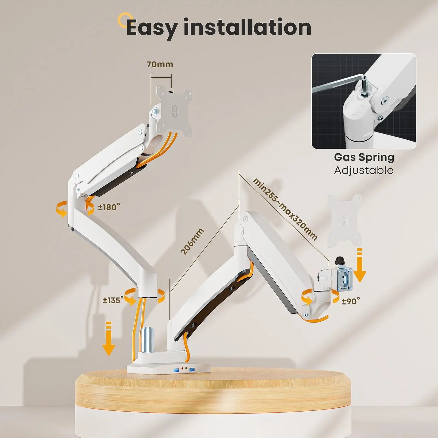 PUTORSEN Premium Heavy Duty Dual Monitor Mount for Most 17 to 35 Inch Screens(副本) PUTORSEN