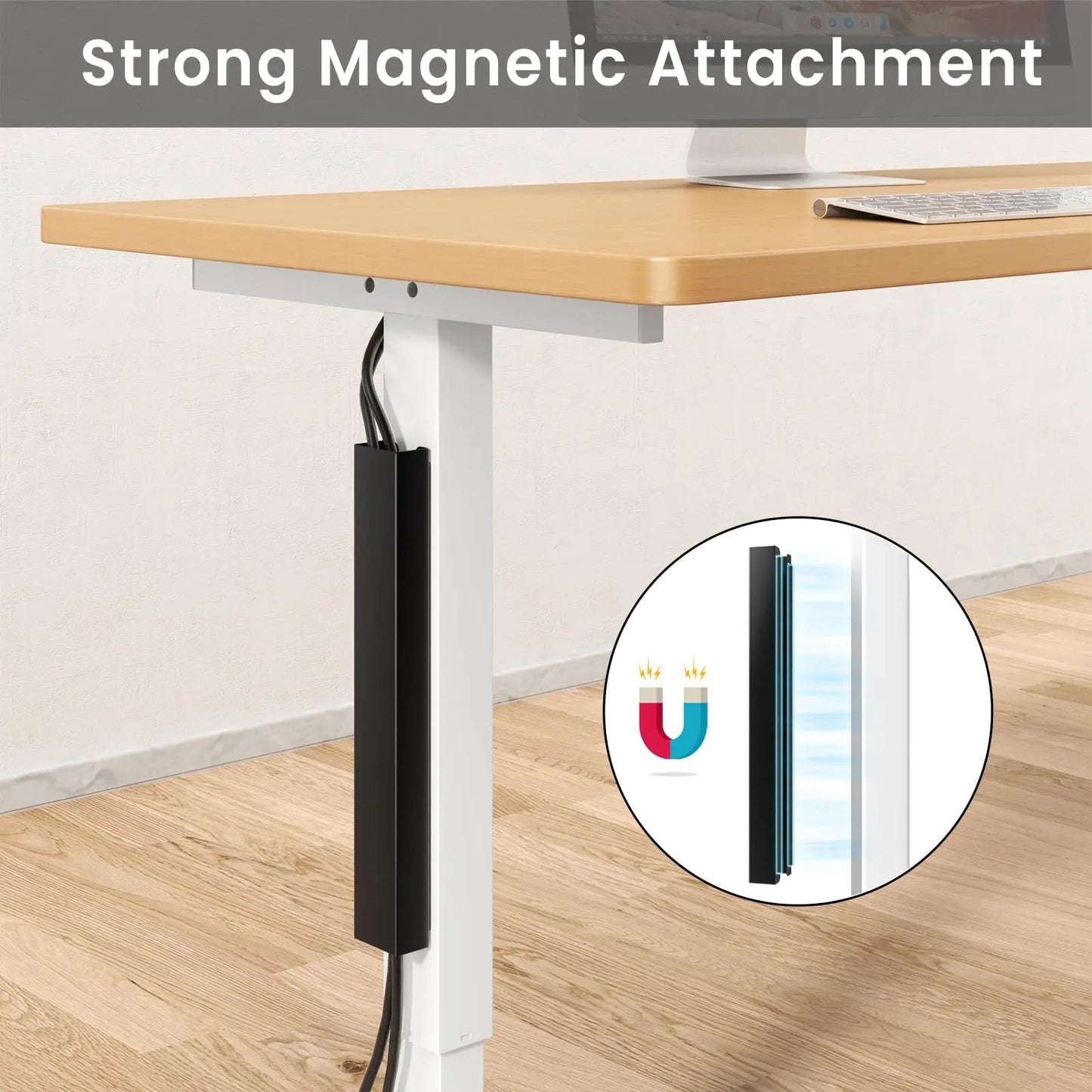 14 inch Cord Organizer Under Desk, Vertical Wire Hider Cover for Office and Home, Black PUTORSEN