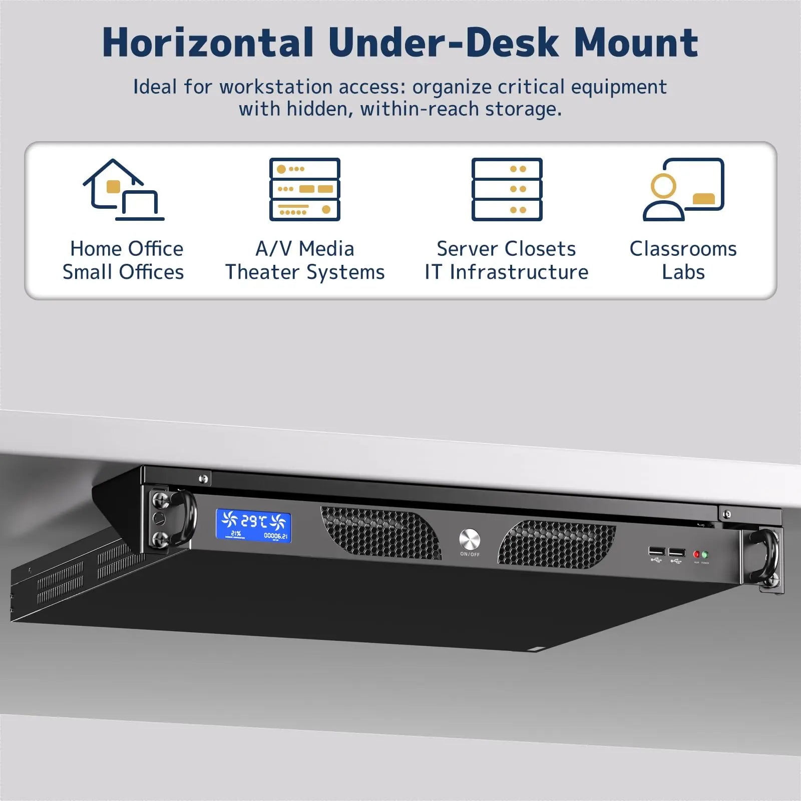 1U Vertical Wall-Mount Rack - 19" Steel Wall & Under-Desk Bracket for Server, Network Switch, or Patch Panel, Supports up to 121lbs, 1U PUTORSEN