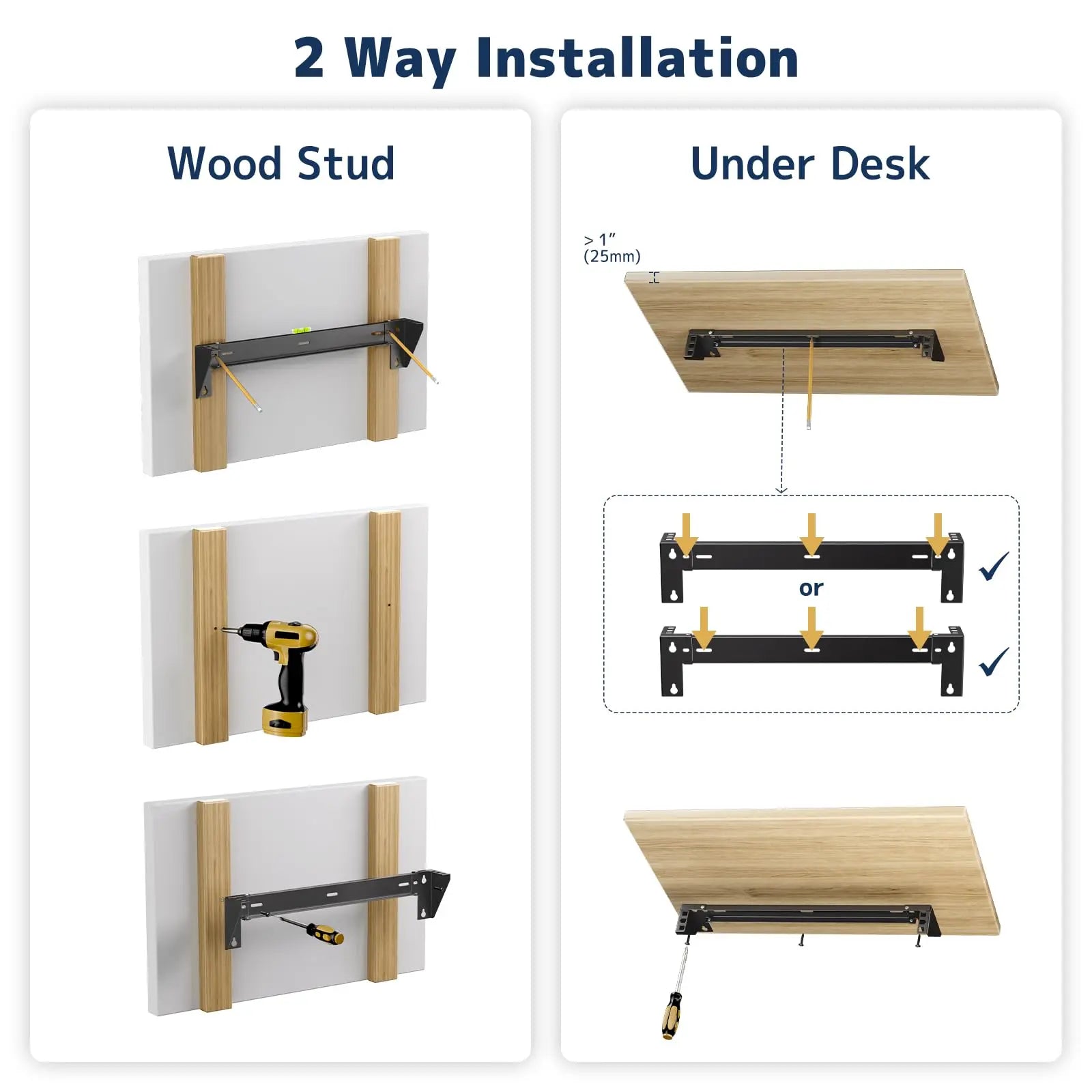 1U Vertical Wall-Mount Rack - 19" Steel Wall & Under-Desk Bracket for Server, Network Switch, or Patch Panel, Supports up to 121lbs, 1U PUTORSEN