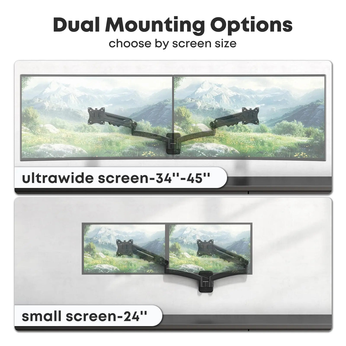 24–45'' Doppel-Monitor-Wandhalterung, 12 kg pro Arm Ergonomisch höhenverstellbar, neigbar, schwenkbar & drehbar, VESA 75x75/100x100 PUTORSEN
