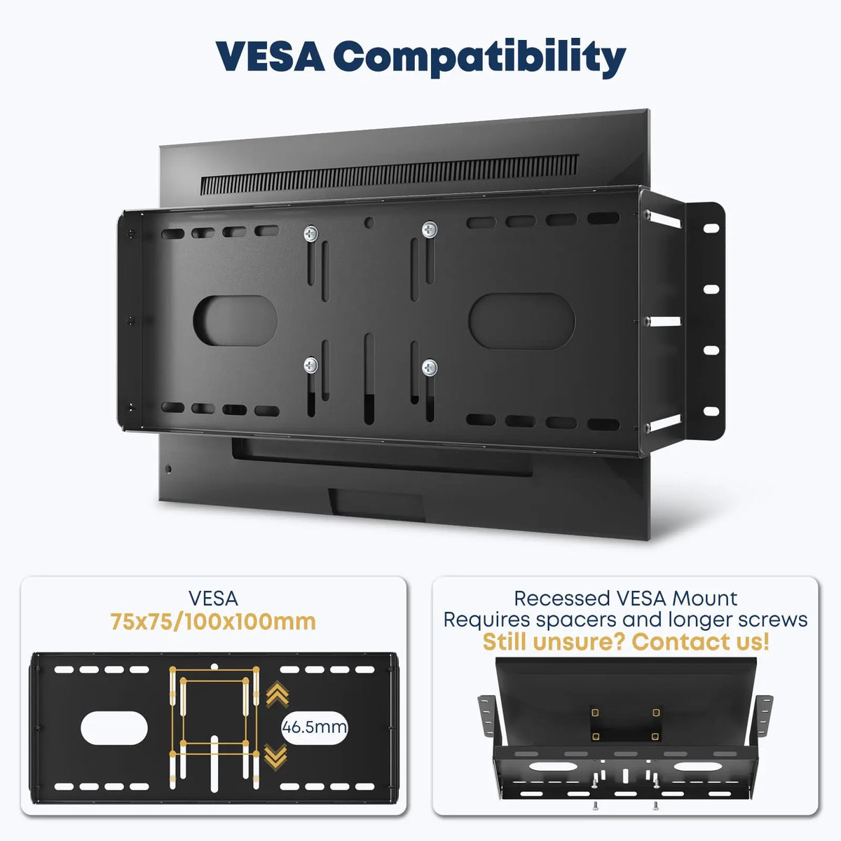 4HE Monitorhalterung für 19" Serverschrank, Schwarz Universelle VESA Rack-Halterung für LCD-Monitore, kompatibel mit VESA 75x75 & 100x100 mm, tiefenverstellbar, Stahl PUTORSEN