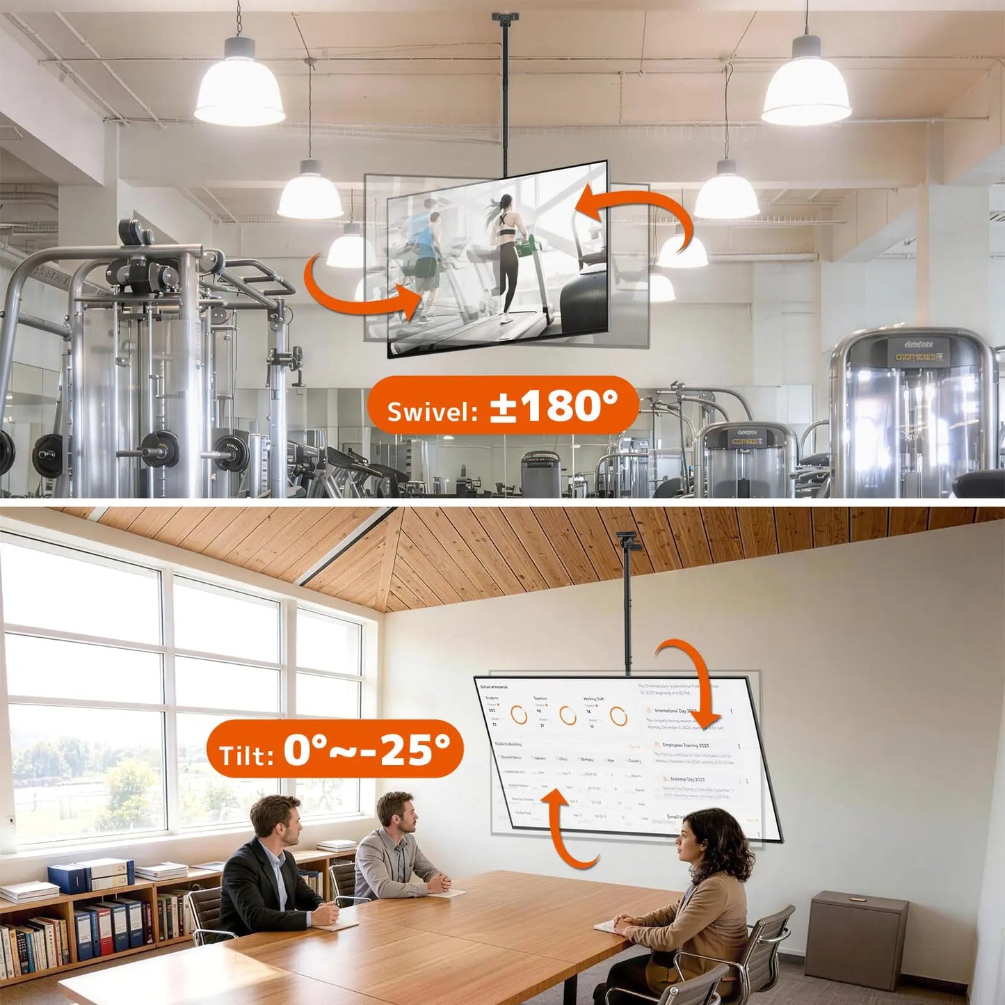 Ceiling TV Mount, Full Motion Hanging TV Mount for 50-100 Inch, Supports up to 176lbs, Full Motion 360° Rotation Hanging Ceiling Bracket Fits Most LCD LED OLED 4K TVs PUTORSEN