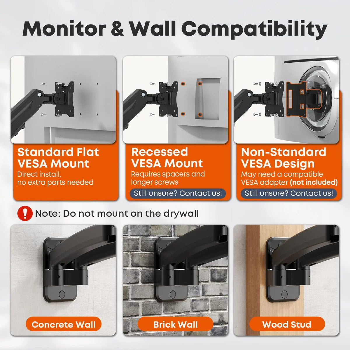 Dual Monitor Wall Mount for 27–45 Inch Flat & Curved Computer Screens, Aviation-Grade Aluminum Gas Spring, Full Motion, 26.4 lbs Per Arm, VESA 75/100 mm, Black PUTORSEN