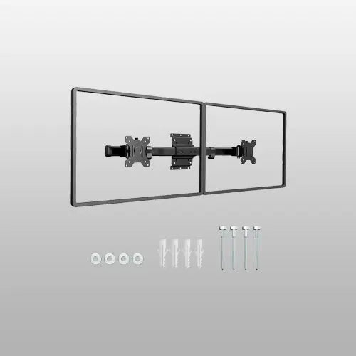 Dual Monitor Wall Mount, Fits 13-27" Screens, Single to Double Bracket Adapter, Ultra-Slim Wall Gap, Horizontal Mounting, 22 lbs Per Arm Max, VESA 75x75/100x100mm, Black PUTORSEN