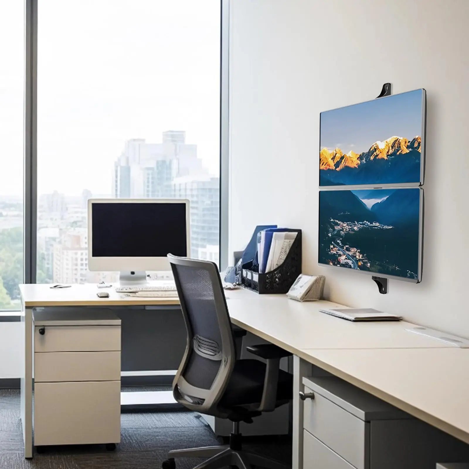 Dual Monitor Wandhalterung für 17" - 32" (2x9KG) – Voll Beweglich mit VESA 75/100 – Höhenverstellbar & Kabelmanagement PUTORSEN