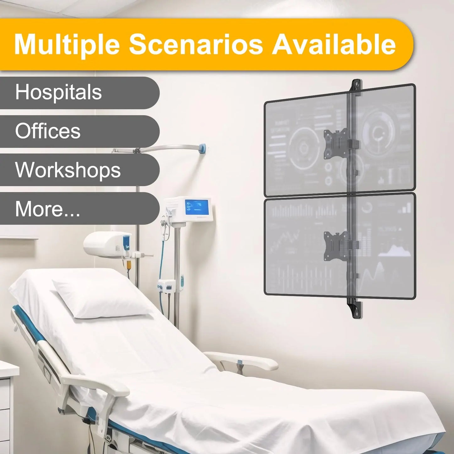 Dual Monitor Wandhalterung für 17" - 32" (2x9KG) – Voll Beweglich mit VESA 75/100 – Höhenverstellbar & Kabelmanagement PUTORSEN