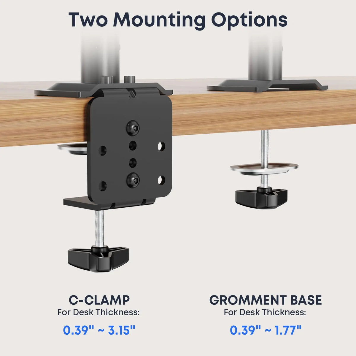 Dual Monitor & Laptop Desk Mount, Fits 32" Monitors & 10-17" Laptops, 19.8 lbs Per Arm, Extra Long Pole, Full Motion & Height Adjustable, C-Clamp Base PUTORSEN