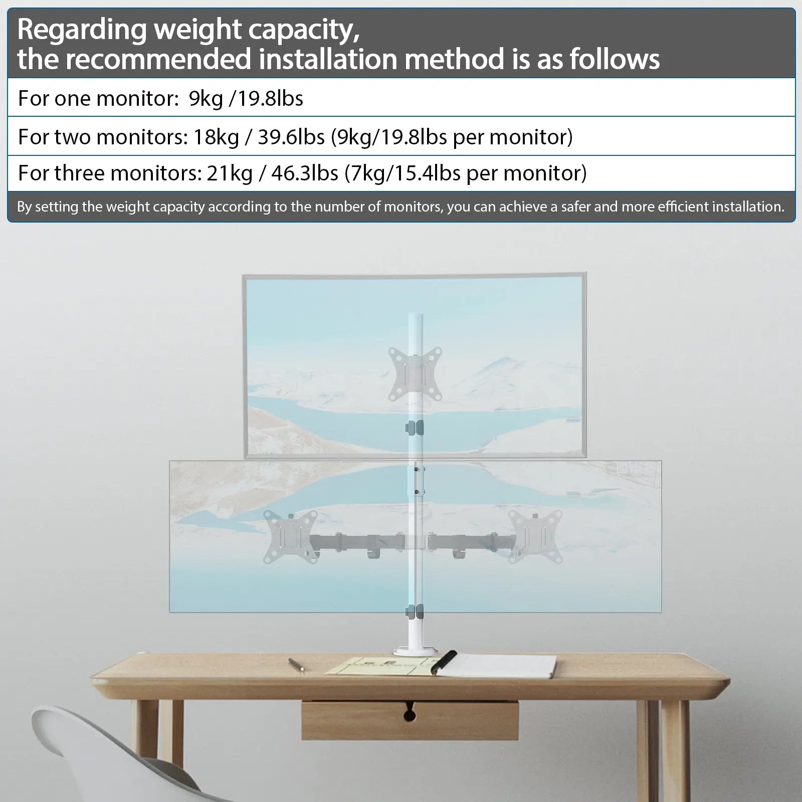 Extra Tall Rugged Center Bar 31.9-inch Steel Monitor Stand C-Clip PUTORSEN