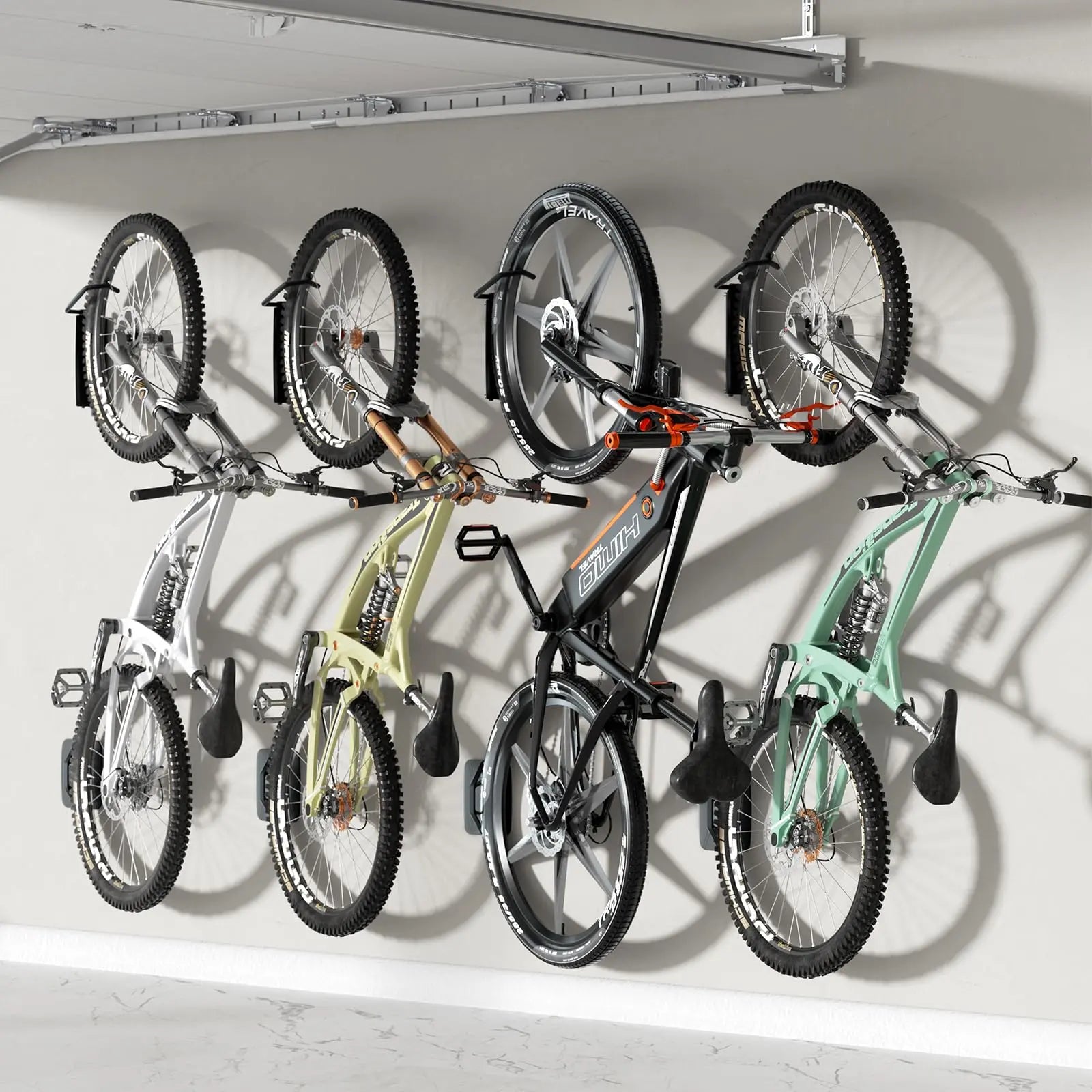 Fahrrad Wandhalterung Vertikal Schwenkbar Fahrradständer - Fahrradhalterung für Wand für Garagen und Innenräume,Platzsparende und Einfach Aufzuhängende Fahrradaufhängung Wand,Tragkraft 35kg（4 St.） PUTORSEN