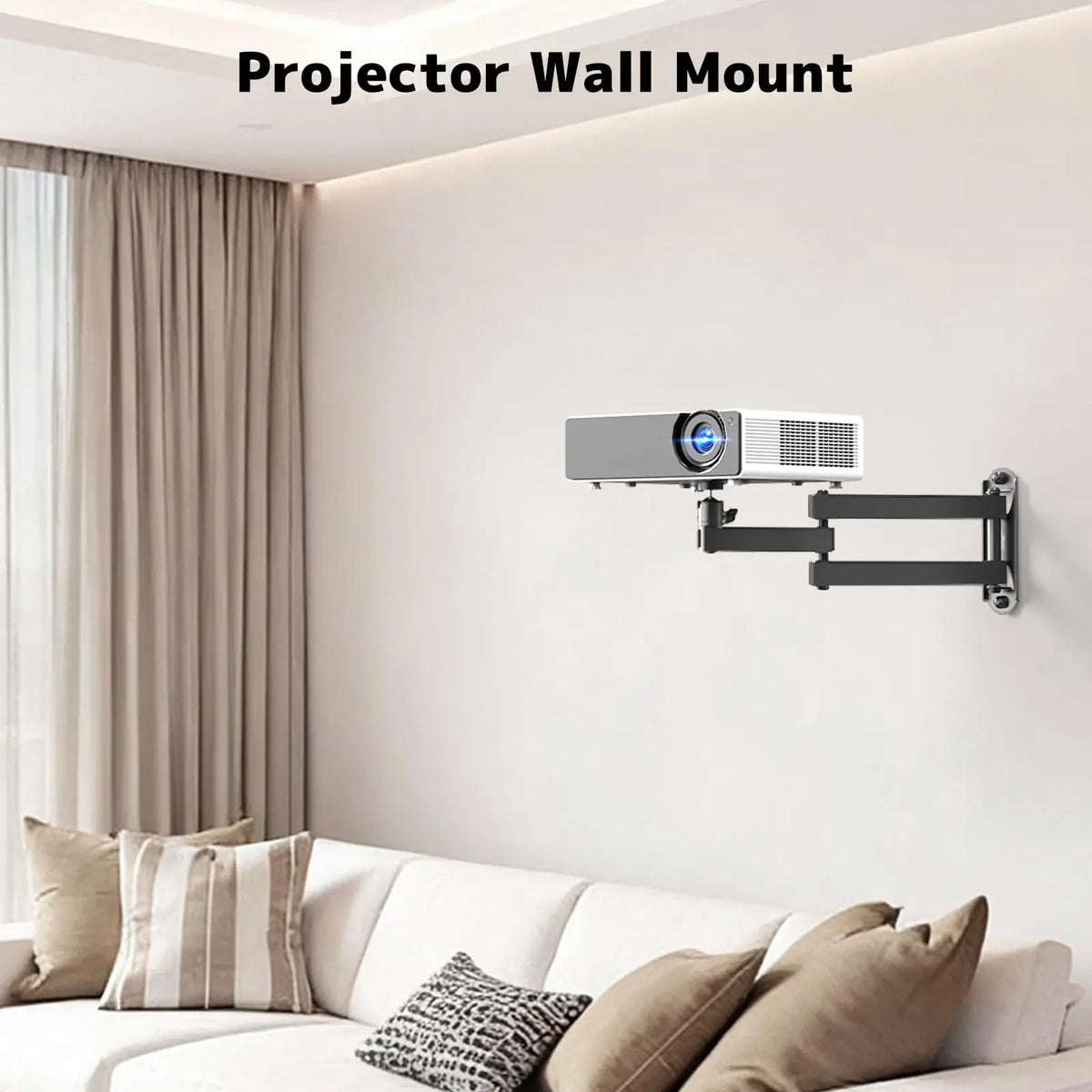 Foldable Projector Wall Mount | Compatible with 1/4", M4 & M6 Screws, 360° Rotatable Full-Motion Space-Saving Arm, Heavy-Duty Support for Most Projectors up to 11 lbs, Universal Wall Bracket for Home Theater & Office PUTORSEN