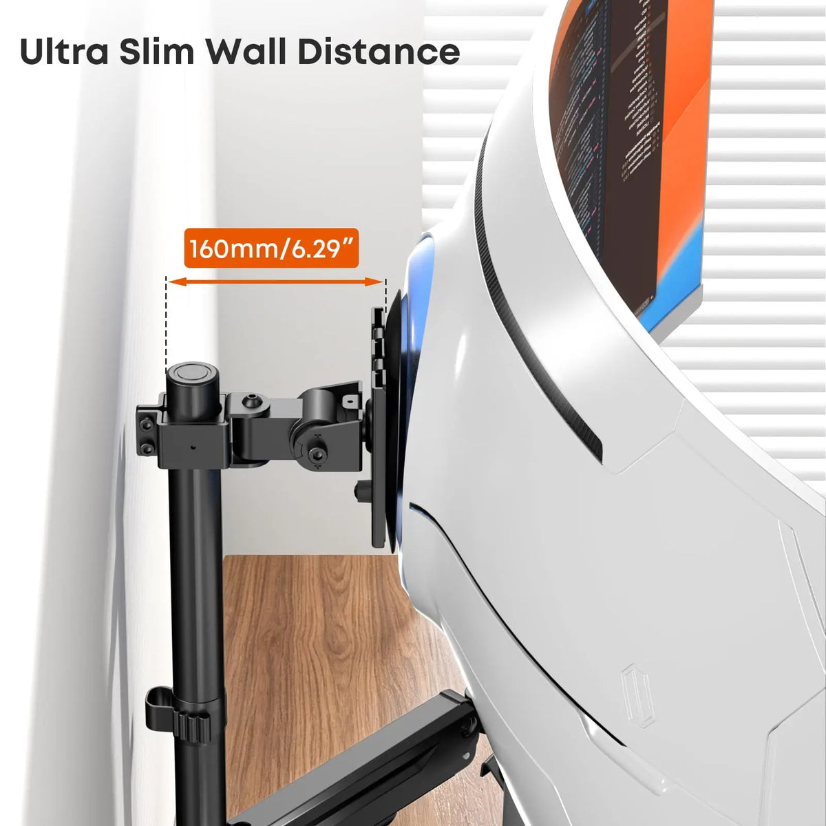 Heavy-Duty Gas Spring Triple Monitor Laptop Stand, for 17" Notebook & up to 49" Flat/Curved Screens, Height Adjustable, 33 lbs Max Load, VESA 75x75/100x100 PUTORSEN