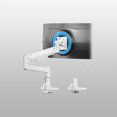 Monitor mount 1 monitors for 17-57 inch flat & curved screen, gas spring monitor desk mount height adjustable tiltable swivel, weight capacity 2-20 kg per arm, white PUTORSEN
