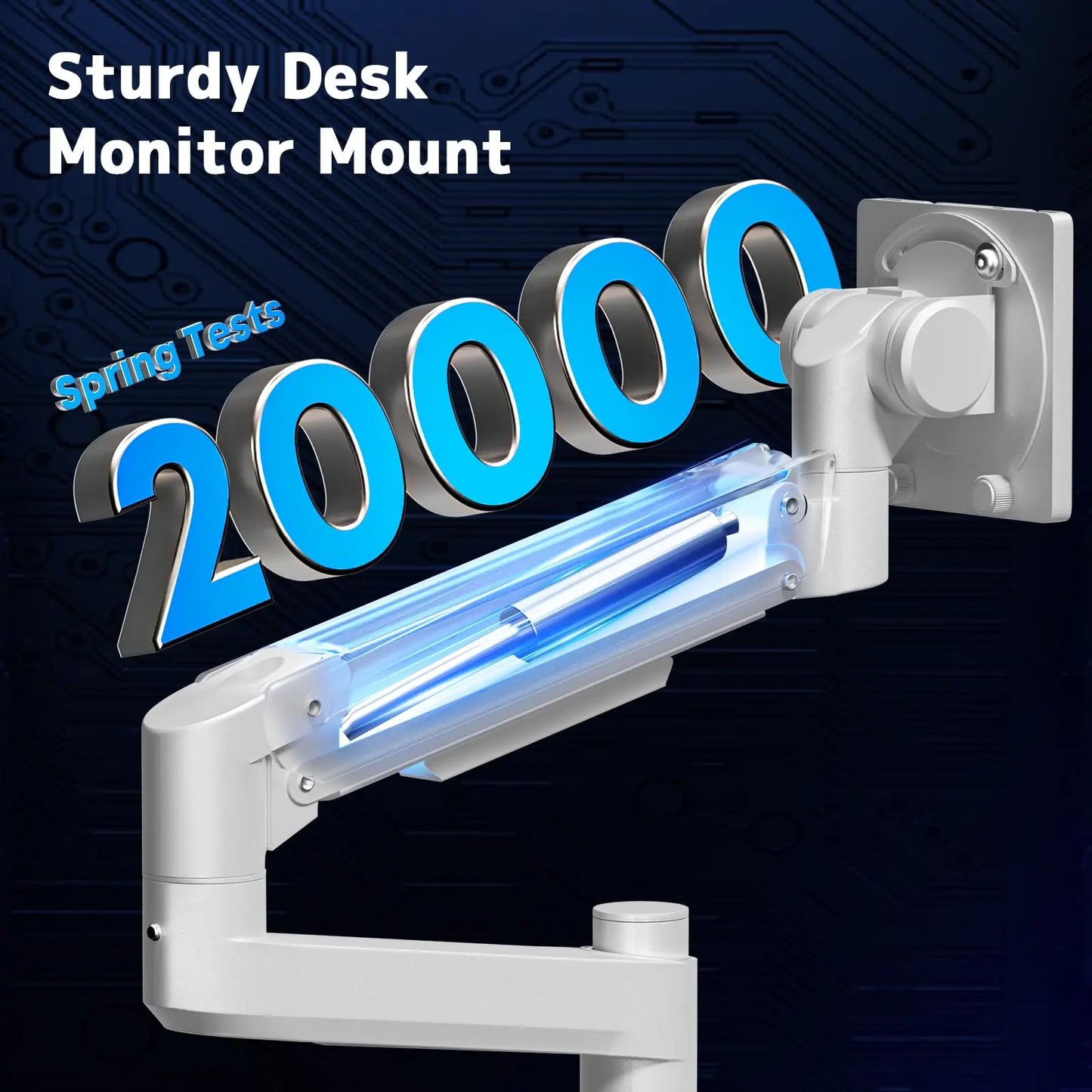 Monitor mount 1 monitors for 17-57 inch flat & curved screen, gas spring monitor desk mount height adjustable tiltable swivel, weight capacity 2-20 kg per arm, white PUTORSEN