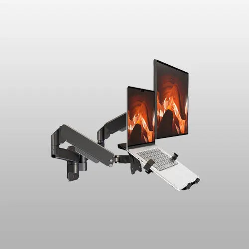 PUTORSEN 2-in-1 Full Motion Wall Mount for Monitor & Laptop, Supports up to 32" Monitor and 18" Laptop, 19.8 lbs Weight Capacity, Detachable Laptop Tray with Adjustable Slide Clamp, VESA 75x75/100x100 PUTORSEN