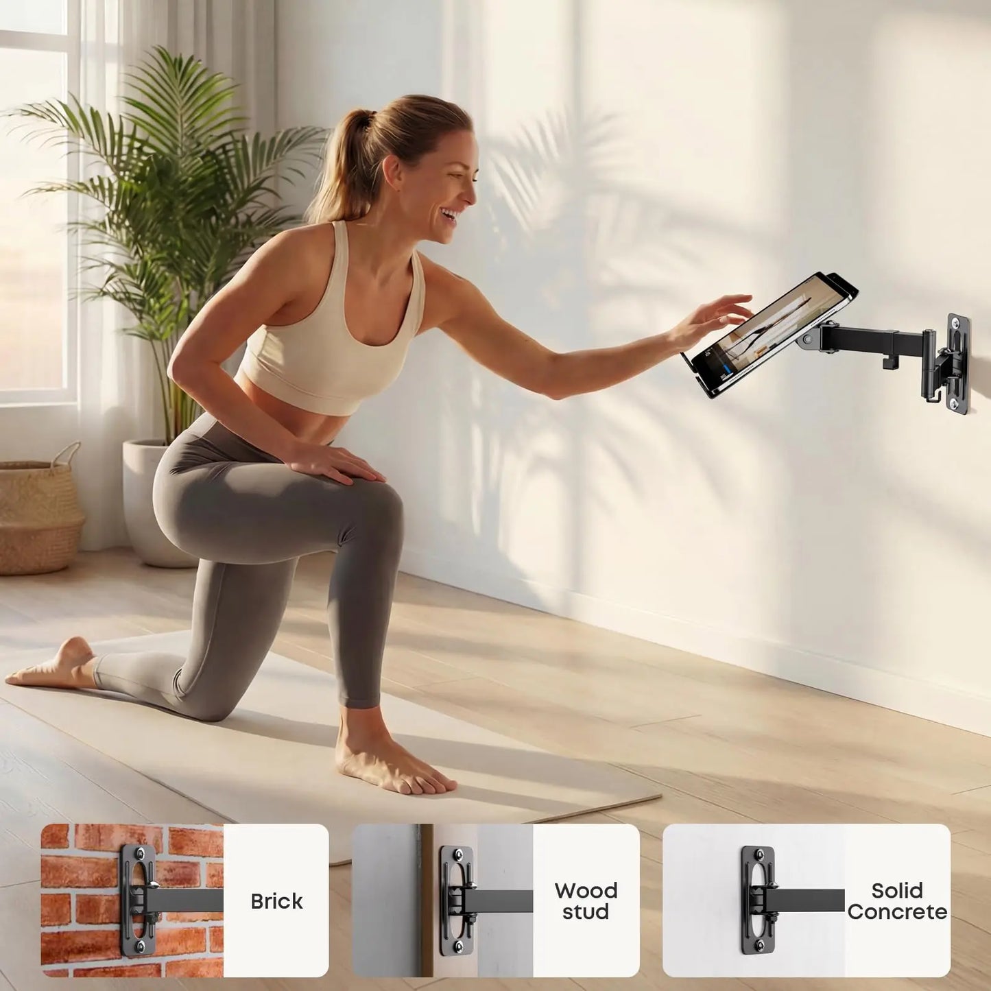 PUTORSEN 2-in-1 Laptop Wall Mount, Adjustable Arm for 10-17 Inch Notebook & Screens Under 32", Holds 4.4-19.8 lbs (Black) PUTORSEN