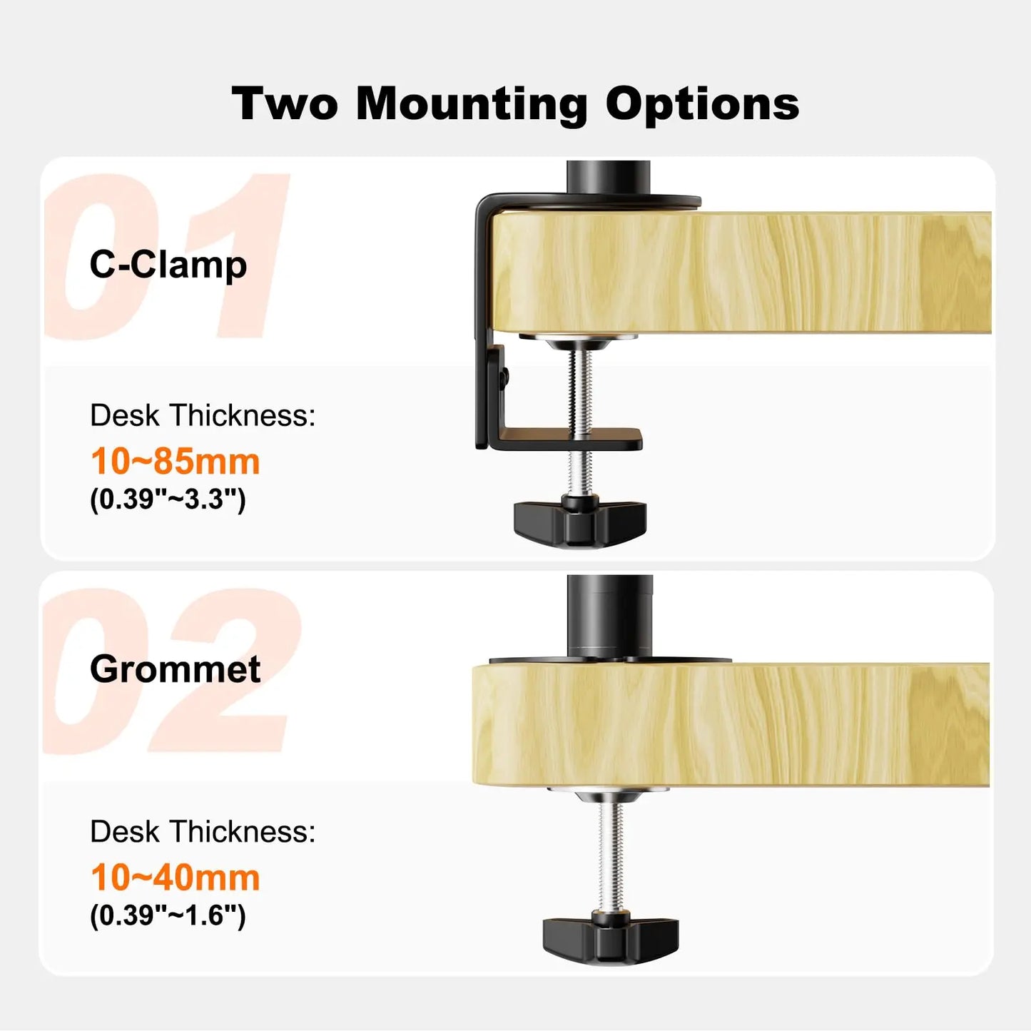 PUTORSEN 24~38 Zoll Monitor Halterung 2 Monitore, Adjustable VESA Slide Bildschirmhalterung 2 Monitore, 9kg pro Arm PUTORSEN