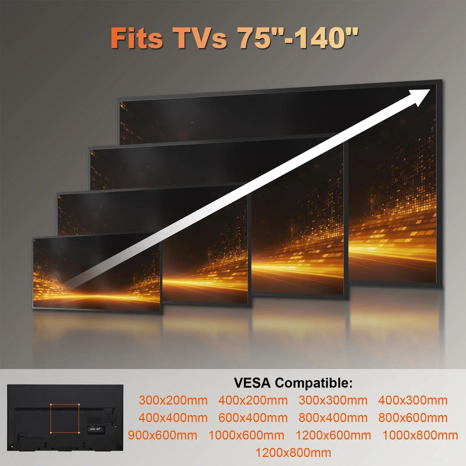 PUTORSEN 37-140'' Heavy Duty TV Wall Mount, up to 275lbs, Low Profile Fixed TV Wall Mount, with Quick Lock and Release, Max VESA 1200 x 800mm PUTORSEN