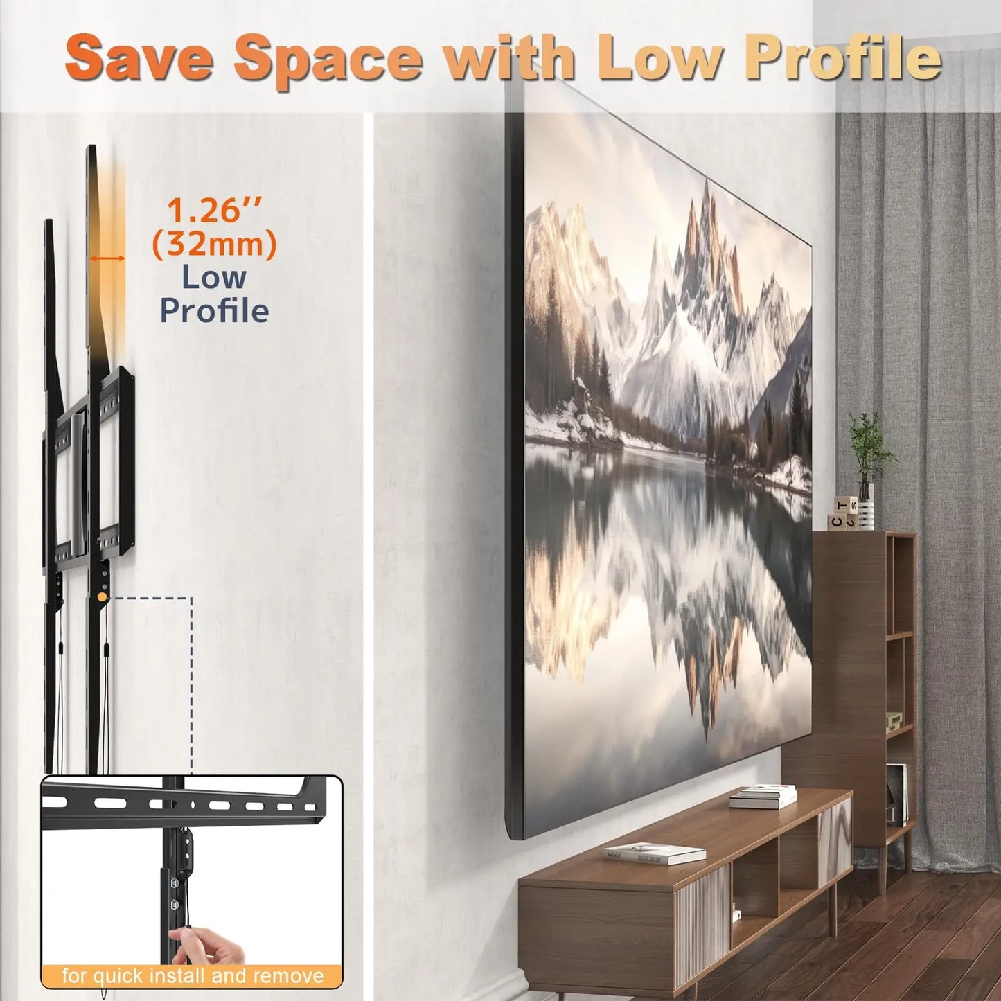 PUTORSEN 37-140'' Heavy Duty TV Wall Mount, up to 275lbs, Low Profile Fixed TV Wall Mount, with Quick Lock and Release, Max VESA 1200 x 800mm PUTORSEN