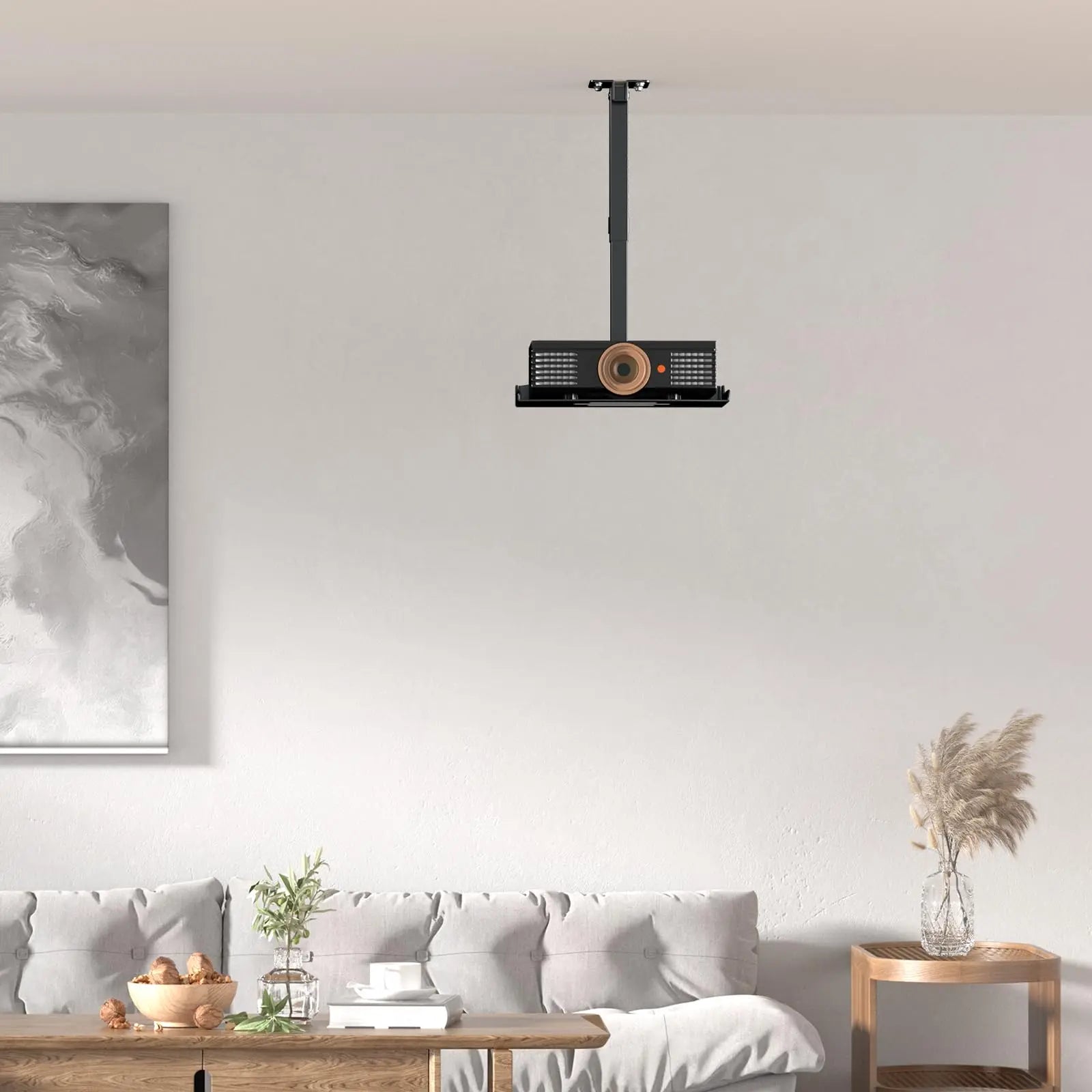 PUTORSEN Adjustable Projector Ceiling Mount,Universal Projector Shelf for Ceiling and Wall, Holds up to 22lbs，No Hole Installation, Hidden Cable Routing, Black PUTORSEN