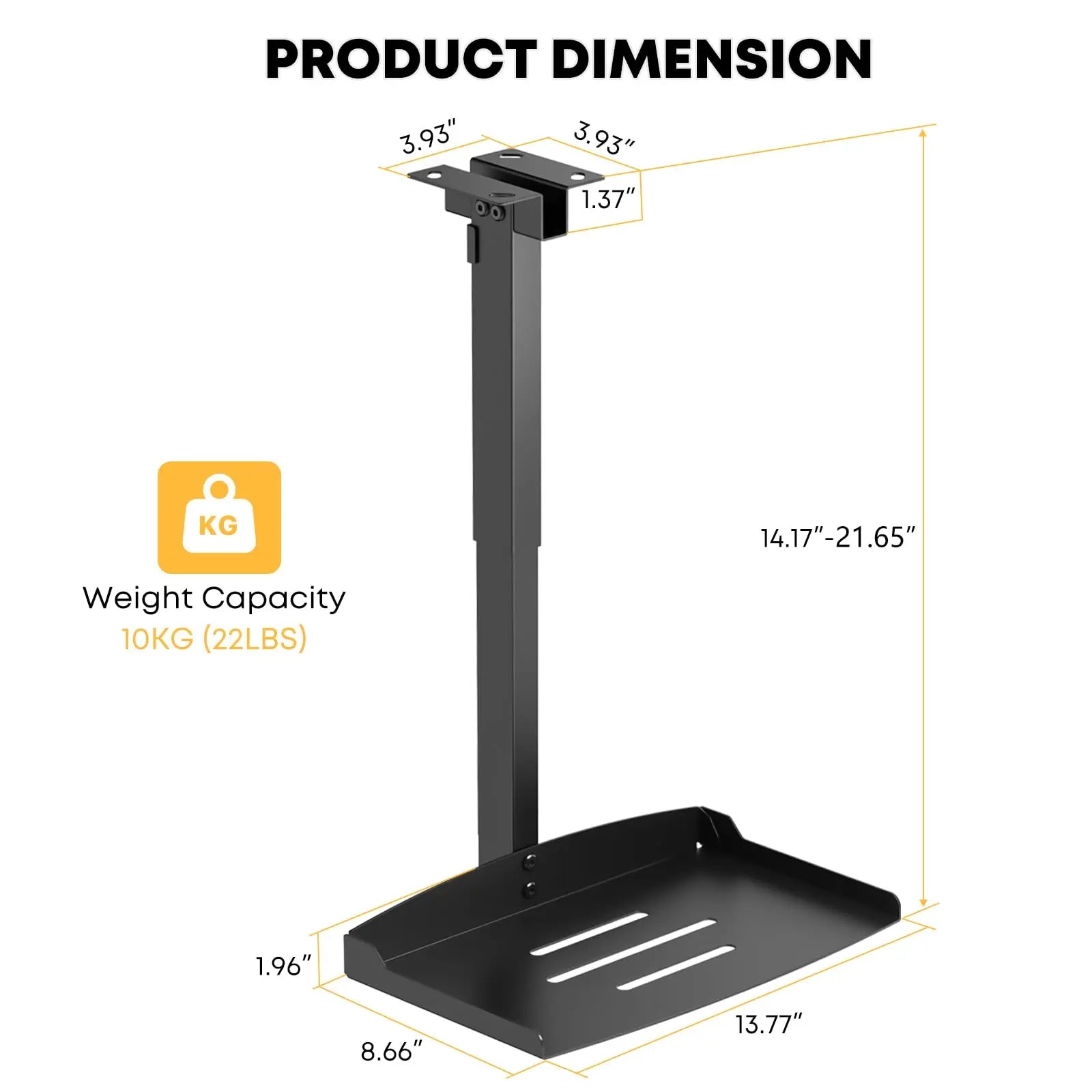 PUTORSEN Adjustable Projector Ceiling Mount,Universal Projector Shelf for Ceiling and Wall, Holds up to 22lbs，No Hole Installation, Hidden Cable Routing, Black PUTORSEN