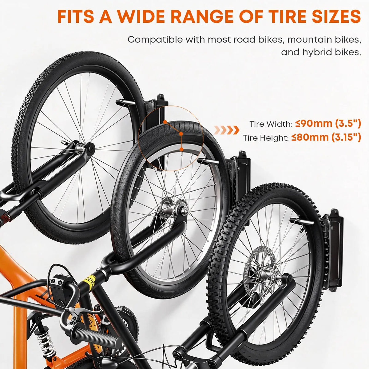 PUTORSEN Bike Rack for Garage, Fits Tires up to 3.5" in wide, Holds up to 77 Lbs PUTORSEN