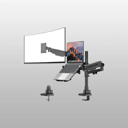 PUTORSEN Brazo para Monitor y Portátil 2 en 1, Soporte Ajustable para Pantallas de 17 a 49 Pulgadas y Portátiles de hasta 18 Pulgadas, carga máxima hasta 20 kg PUTORSEN