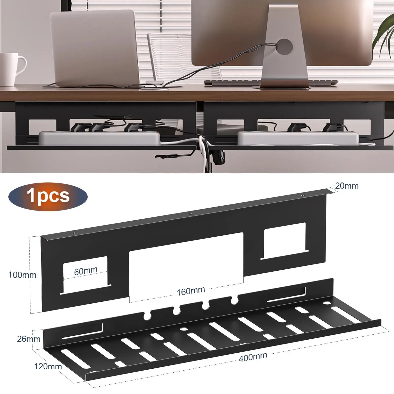 PUTORSEN Cable Tray Desk for Optimal Cable Management - Ideal for Home Office and Workstations, with up to 3kg Load Capacity & Ventilation PUTORSEN