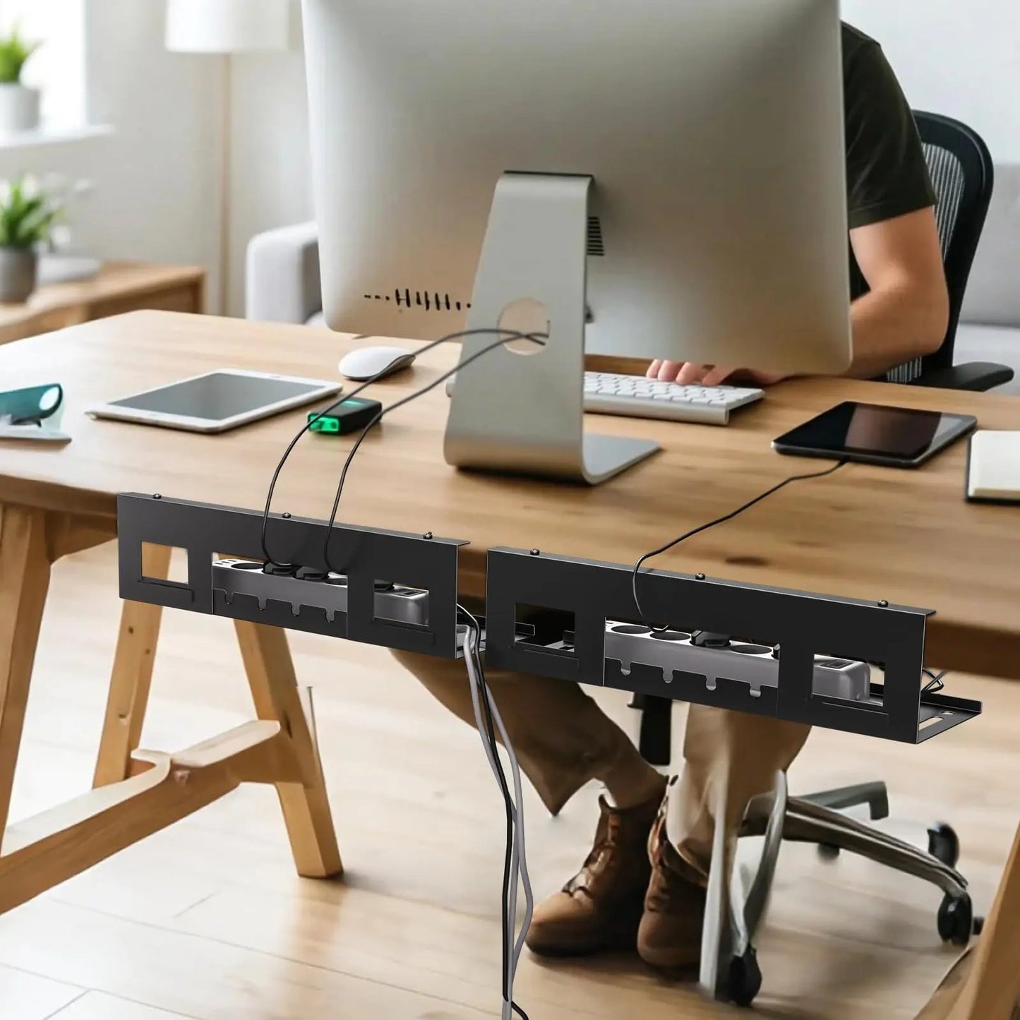 PUTORSEN Cable Tray Desk for Optimal Cable Management - Ideal for Home Office and Workstations, with up to 3kg Load Capacity & Ventilation PUTORSEN