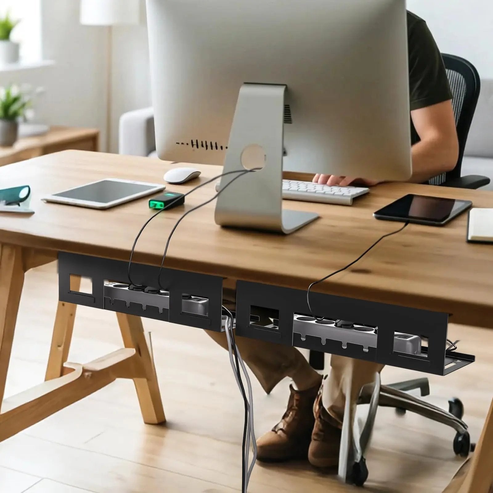 PUTORSEN Cable Tray Desk for Optimal Cable Management - Ideal for Home Office and Workstations, with up to 3kg Load Capacity & Ventilation PUTORSEN