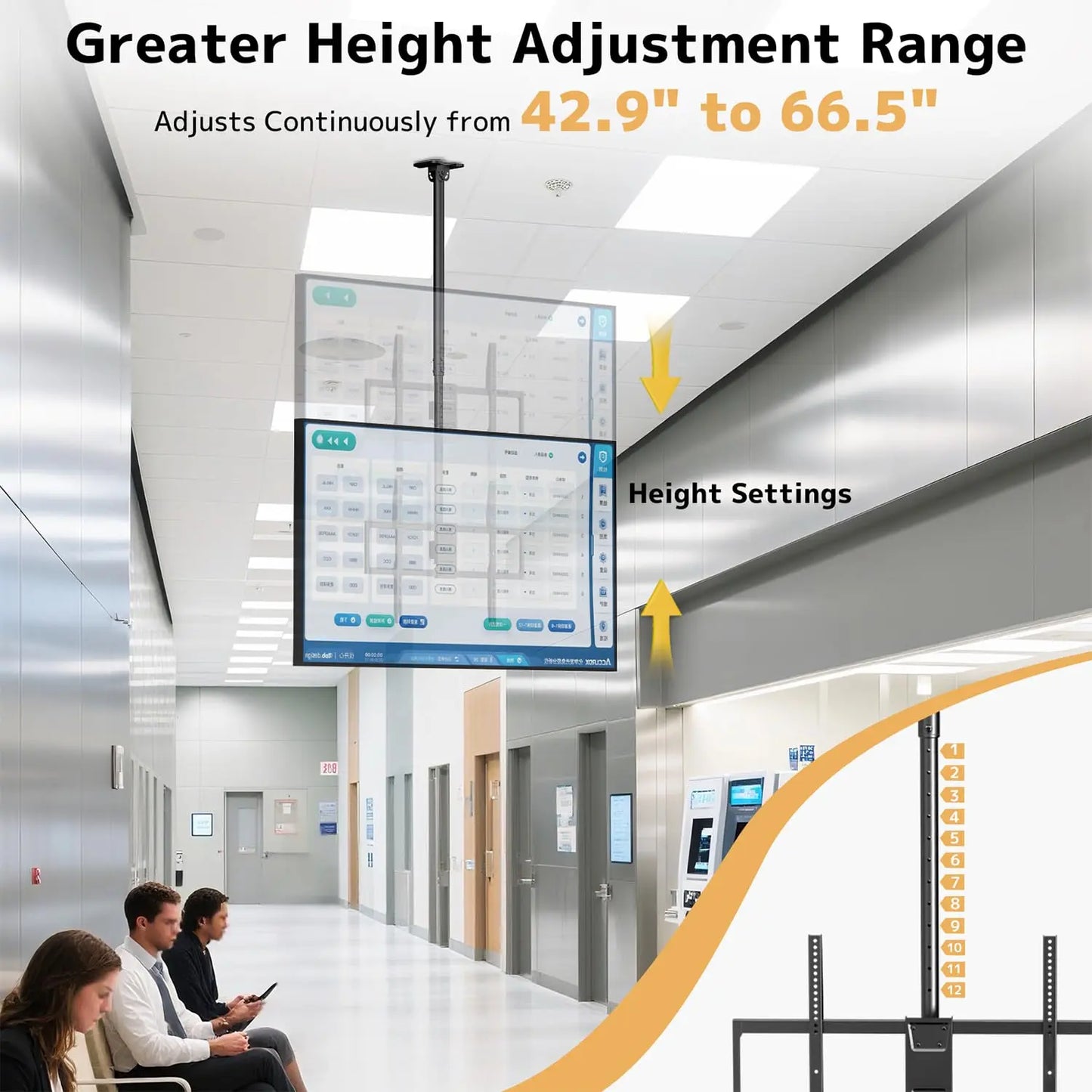 PUTORSEN Ceiling TV Mount – Adjustable Hanging Ceiling TV Bracket Fits Max 100 inch LCD LED OLED 4K TVs,Pole Ceiling Mount Supports up to 176lbs PUTORSEN