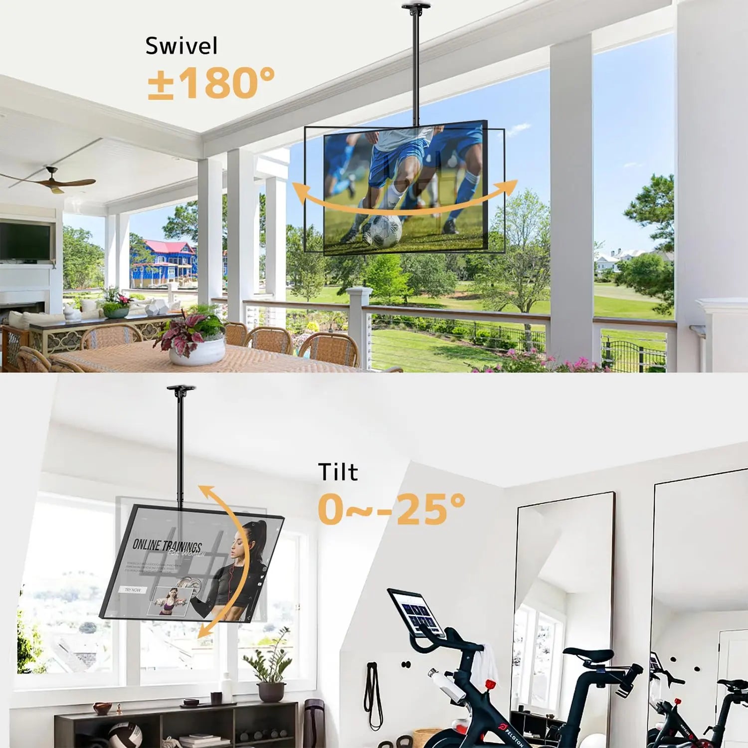 PUTORSEN Ceiling TV Mount – Adjustable Hanging Ceiling TV Bracket Fits Max 100 inch LCD LED OLED 4K TVs,Pole Ceiling Mount Supports up to 176lbs PUTORSEN