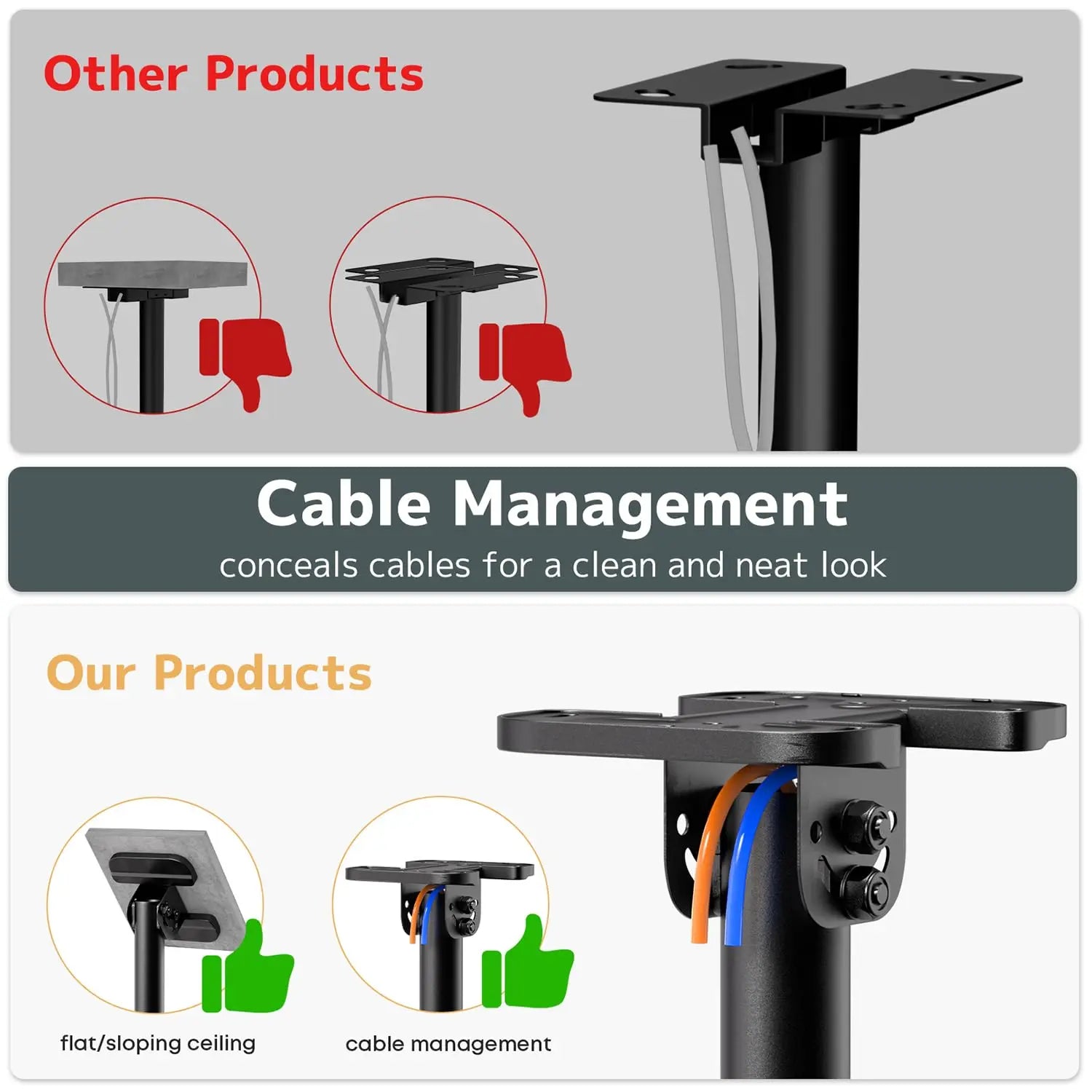 PUTORSEN Ceiling TV Mount – Adjustable Hanging Ceiling TV Bracket Fits Max 100 inch LCD LED OLED 4K TVs,Pole Ceiling Mount Supports up to 176lbs PUTORSEN