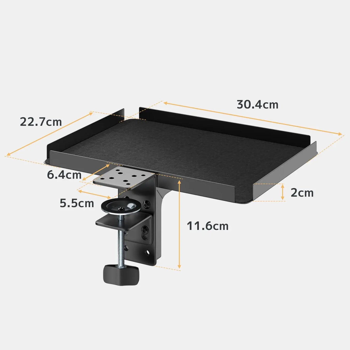 PUTORSEN Clamp-On Desk Organizer | Fits Desks up to 2.36 inches (60mm) | 33 lb Load Capacity | Universal for Home Office & Workshop | Black (12 x 9 inches) PUTORSEN