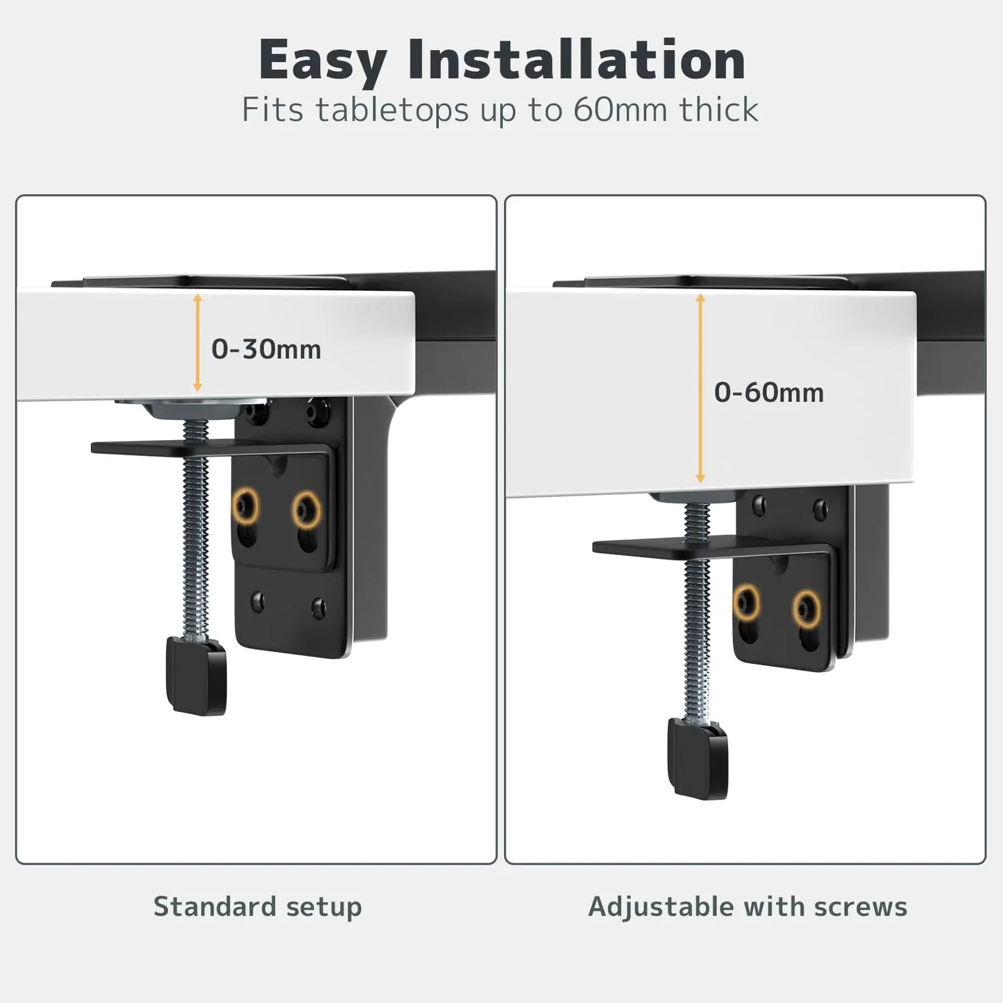 PUTORSEN Clamp-On Desk Organizer | Fits Desks up to 2.36 inches (60mm) | 33 lb Load Capacity | Universal for Home Office & Workshop | Black (12 x 9 inches) PUTORSEN