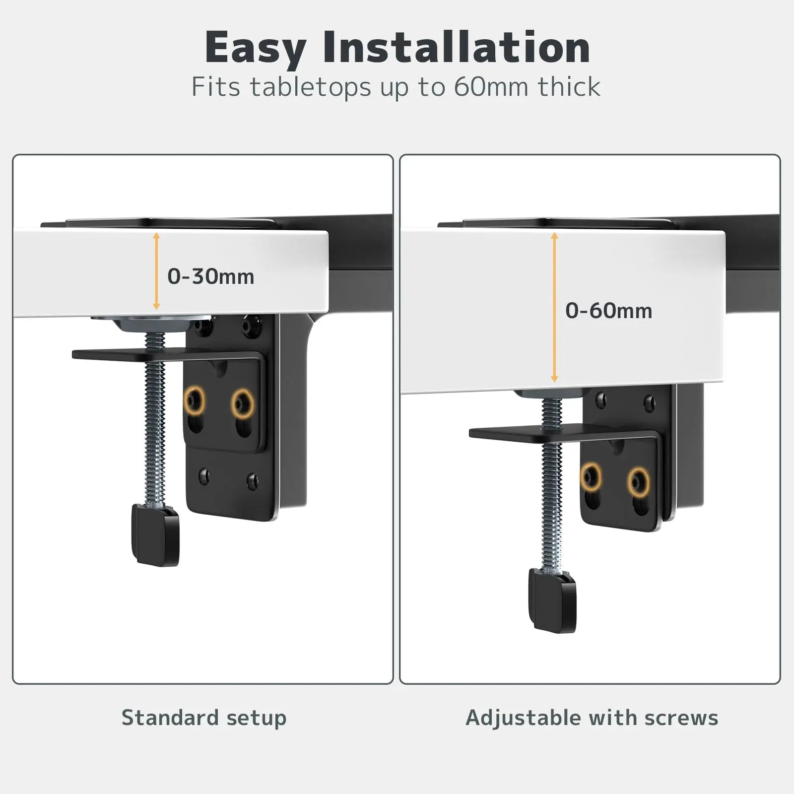 PUTORSEN Clamp-On Desk Organizer | Fits Desks up to 2.36 inches (60mm) | 33 lb Load Capacity | Universal for Home Office & Workshop | Black (12 x 9 inches) PUTORSEN