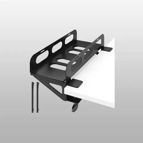 PUTORSEN Clamp-On PC Desk Mount, Heavy-Duty Design Supports Up to 66 lbs, Adjustable Width Desk Extender, Space Saving, Comes with 2 Security Straps and Wall Mount Support PUTORSEN