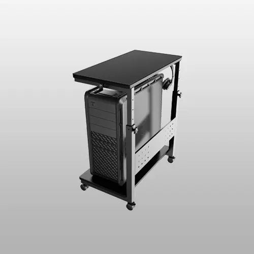 PUTORSEN Computer Tower Stand Cart - 2-Tier CPU Cart with 4 Casters, Rolling Holder with Pegboard & 2 Hooks, Height Adjustable from 19 1/8" to 31 11/16" PUTORSEN