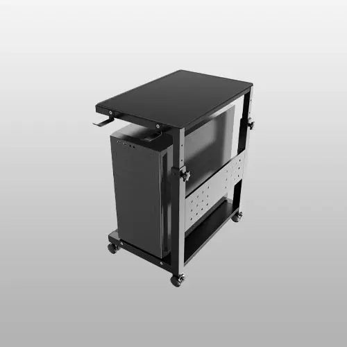 PUTORSEN Computer Tower Stand Cart - 2-Tier CPU Cart with 4 Casters, Rolling Holder with Pegboard & 2 Hooks, Height Adjustable from 20 7/16" to 30 1/4" PUTORSEN