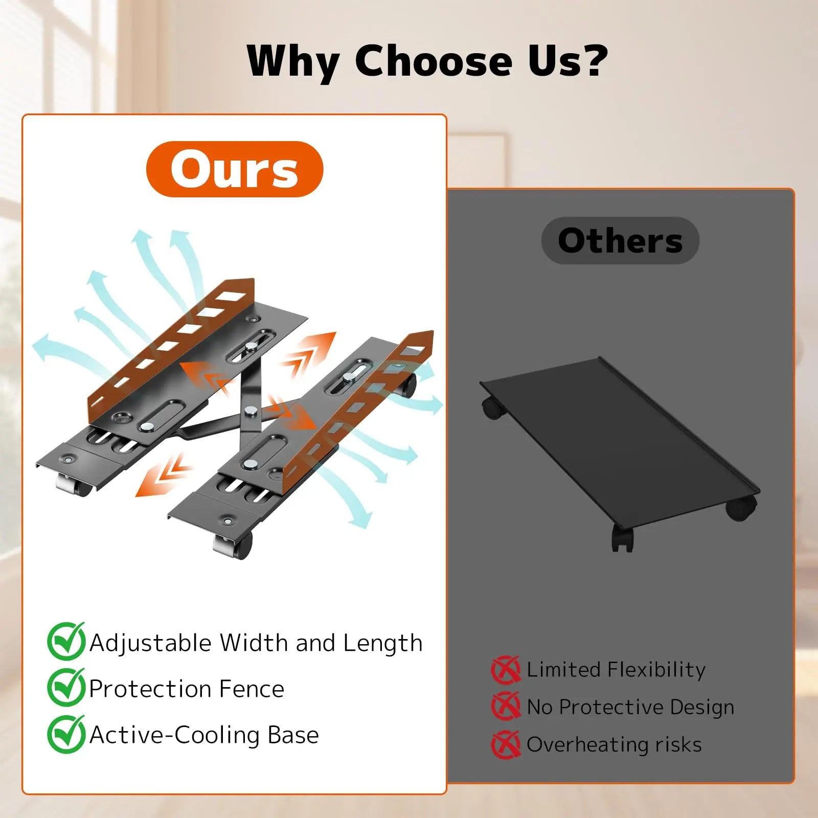 PUTORSEN Computer Tower Stand - Under Desk PC Stand for Floor with Rolling Caster Wheels PUTORSEN