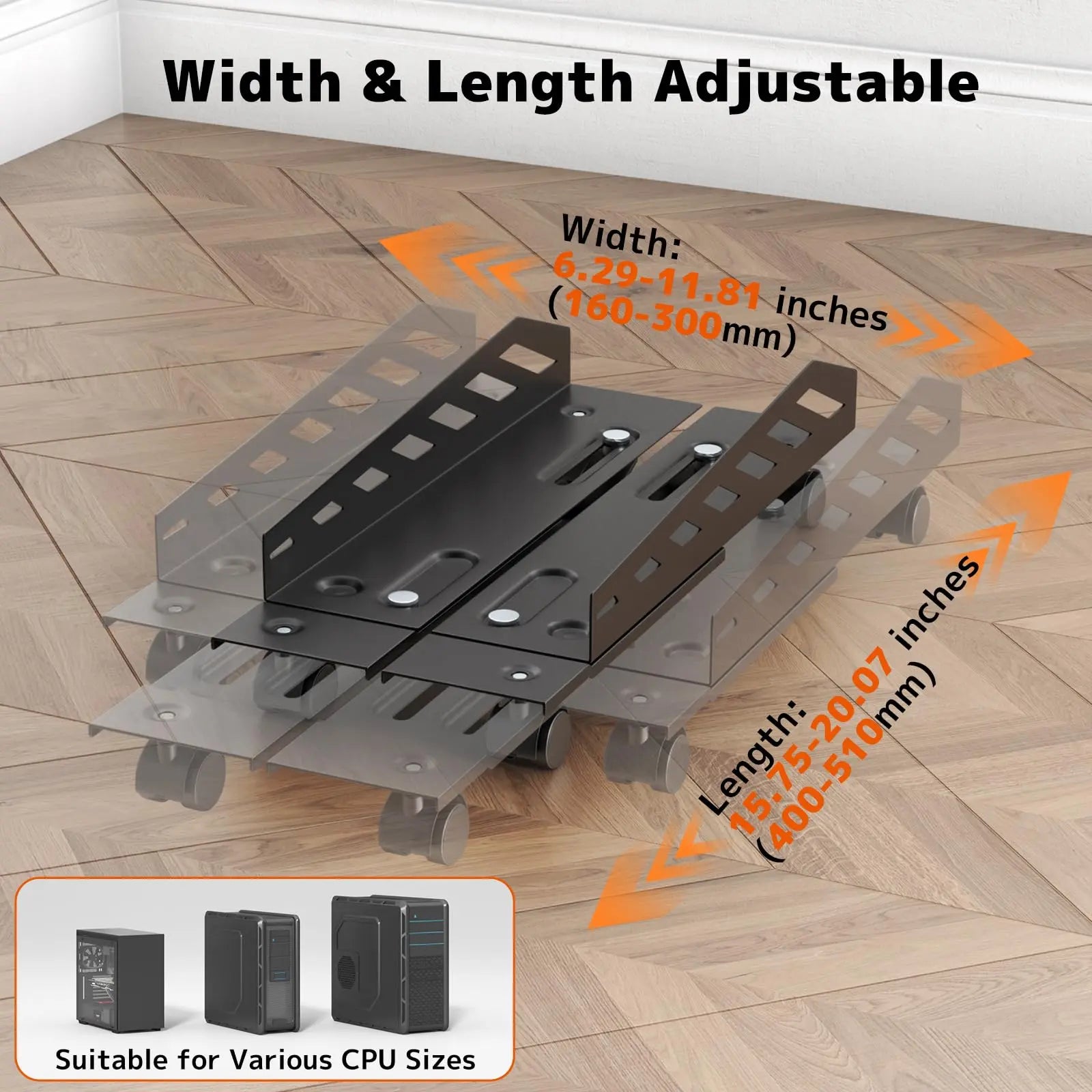 PUTORSEN Computer Tower Stand - Under Desk PC Stand for Floor with Rolling Caster Wheels PUTORSEN