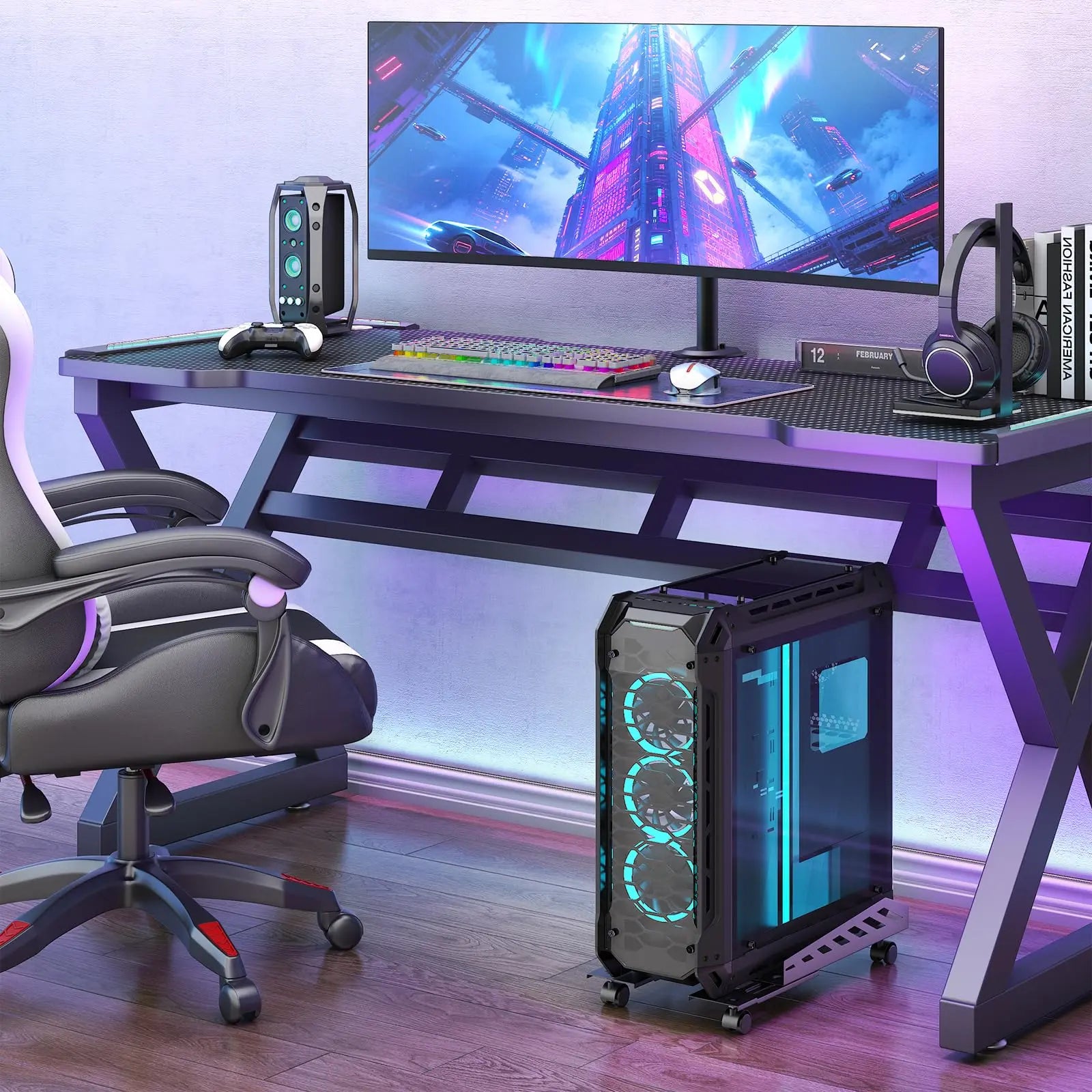 PUTORSEN Computer Tower Stand - Under Desk PC Stand for Floor with Rolling Caster Wheels PUTORSEN