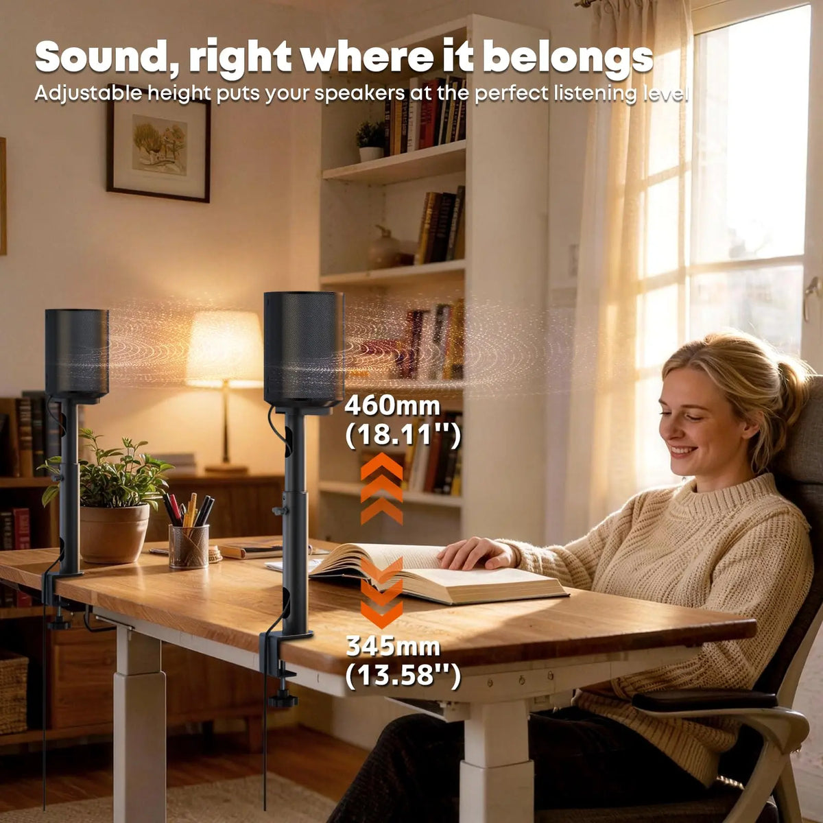 PUTORSEN Desk Clamp Speaker Stand for SONOS Era-100 and Era-300 - Height Adjustable Desk Speaker Mount, Max Load 11 lbs, 1 Pair (2 Pack) PUTORSEN