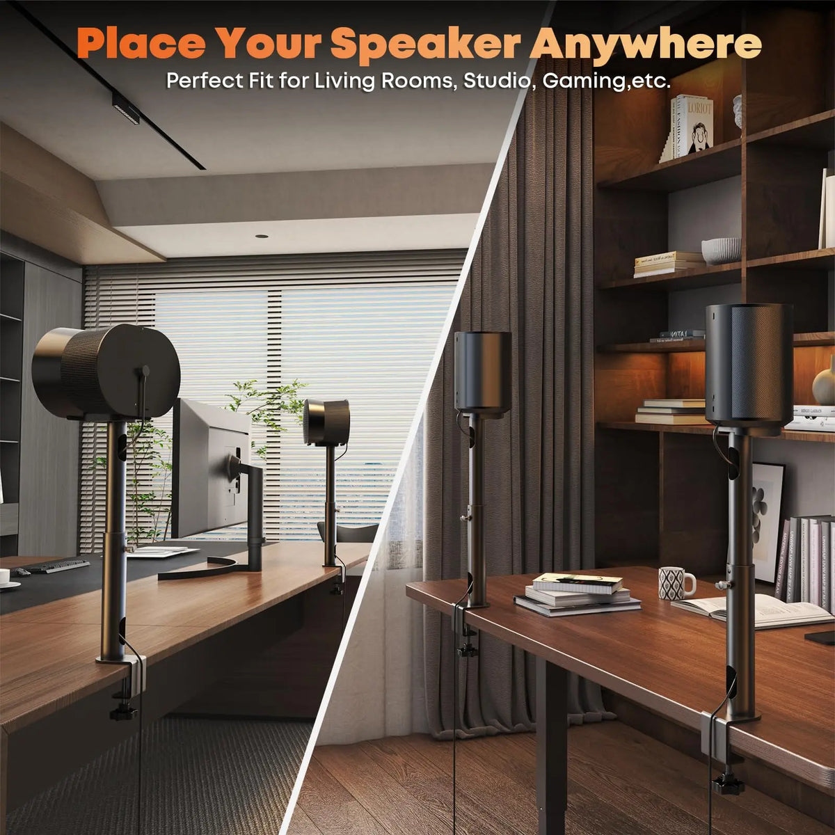 PUTORSEN Desk Clamp Speaker Stand for SONOS Era-100 and Era-300 - Height Adjustable Desk Speaker Mount, Max Load 11 lbs, 1 Pair (2 Pack) PUTORSEN