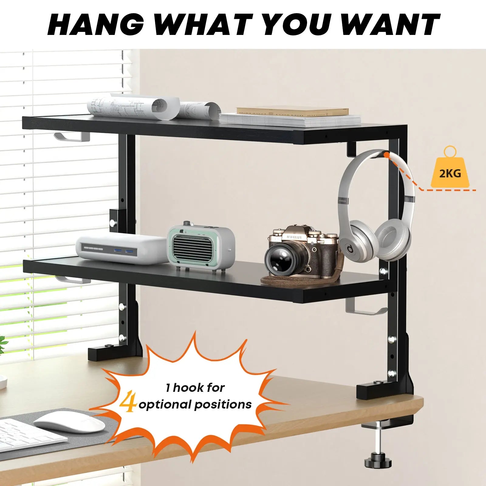 PUTORSEN Desk Shelf Clamp-On Above or Under PUTORSEN